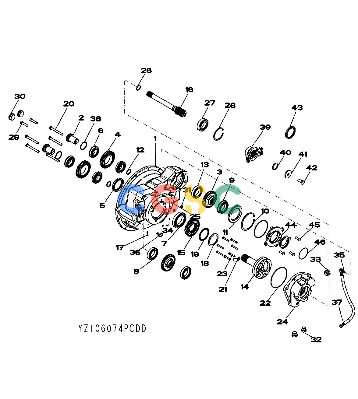约翰迪尔零件查询1400 - AXLE YZ106074 TORQUE CONVERTER-HOUSING, GEARSEPC John Deere online
