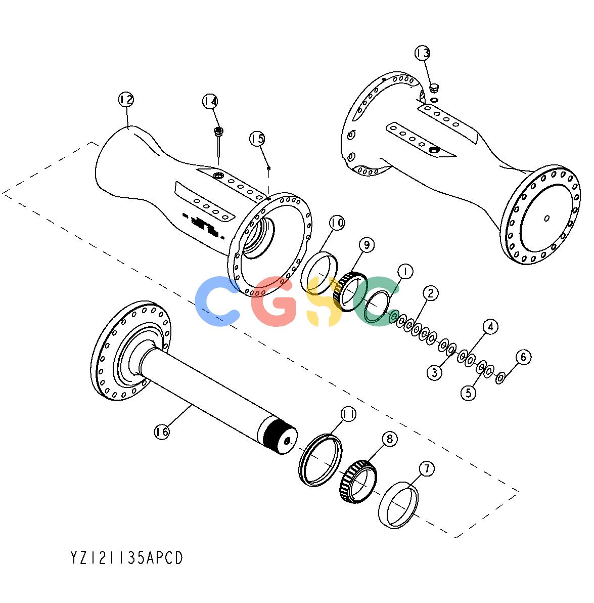 约翰迪尔零件查询1400 - AXLE AXLE HOUSING AND SHAFT (YZ121135) OPTION CODE B7 - ORDER CODE 1407 [A11]EPC John Deere online