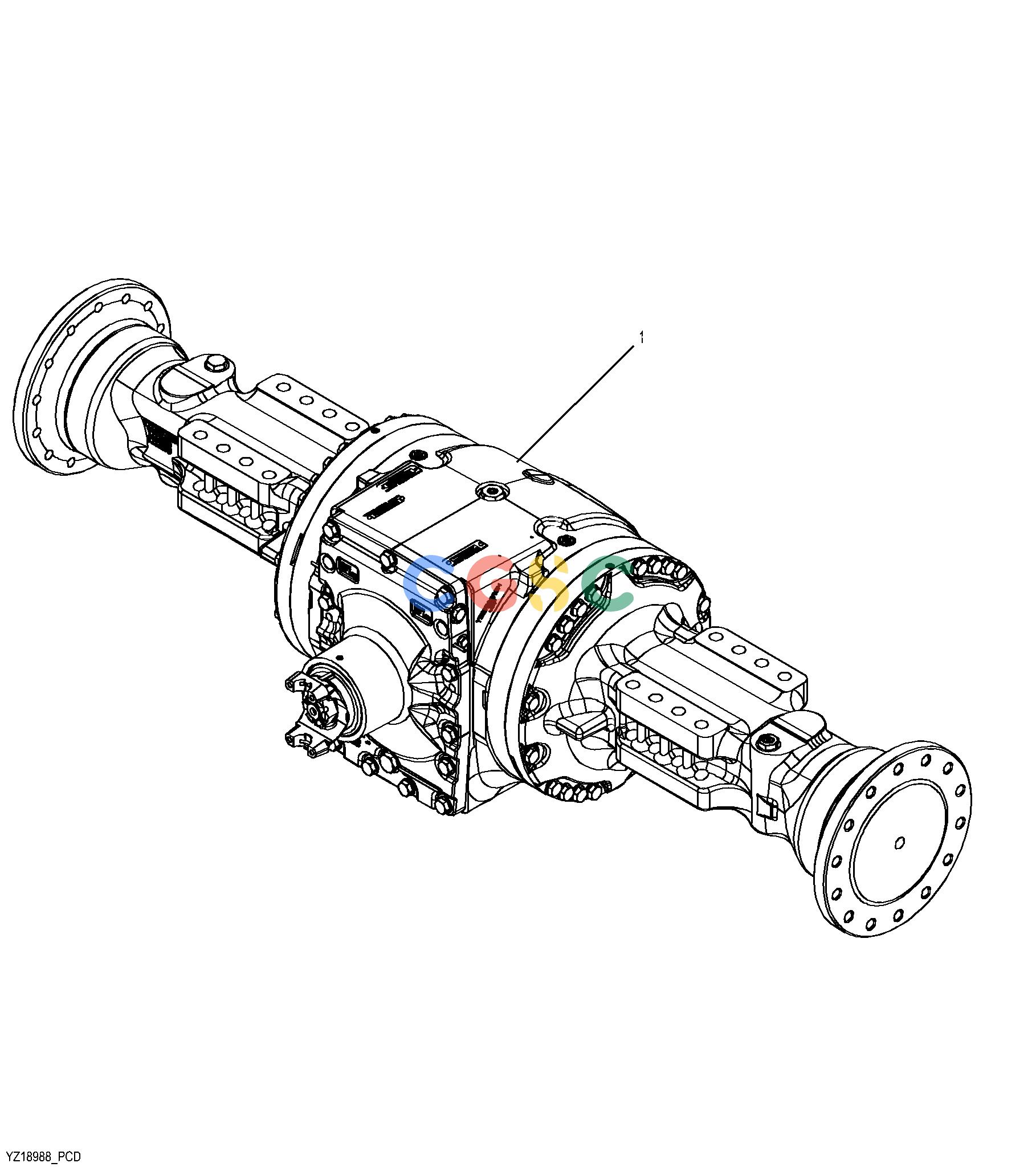 约翰迪尔零件查询624J - LOADER, FOUR-WHEEL DRIVE YZ18988 Reman Axle, FrontEPC John Deere online