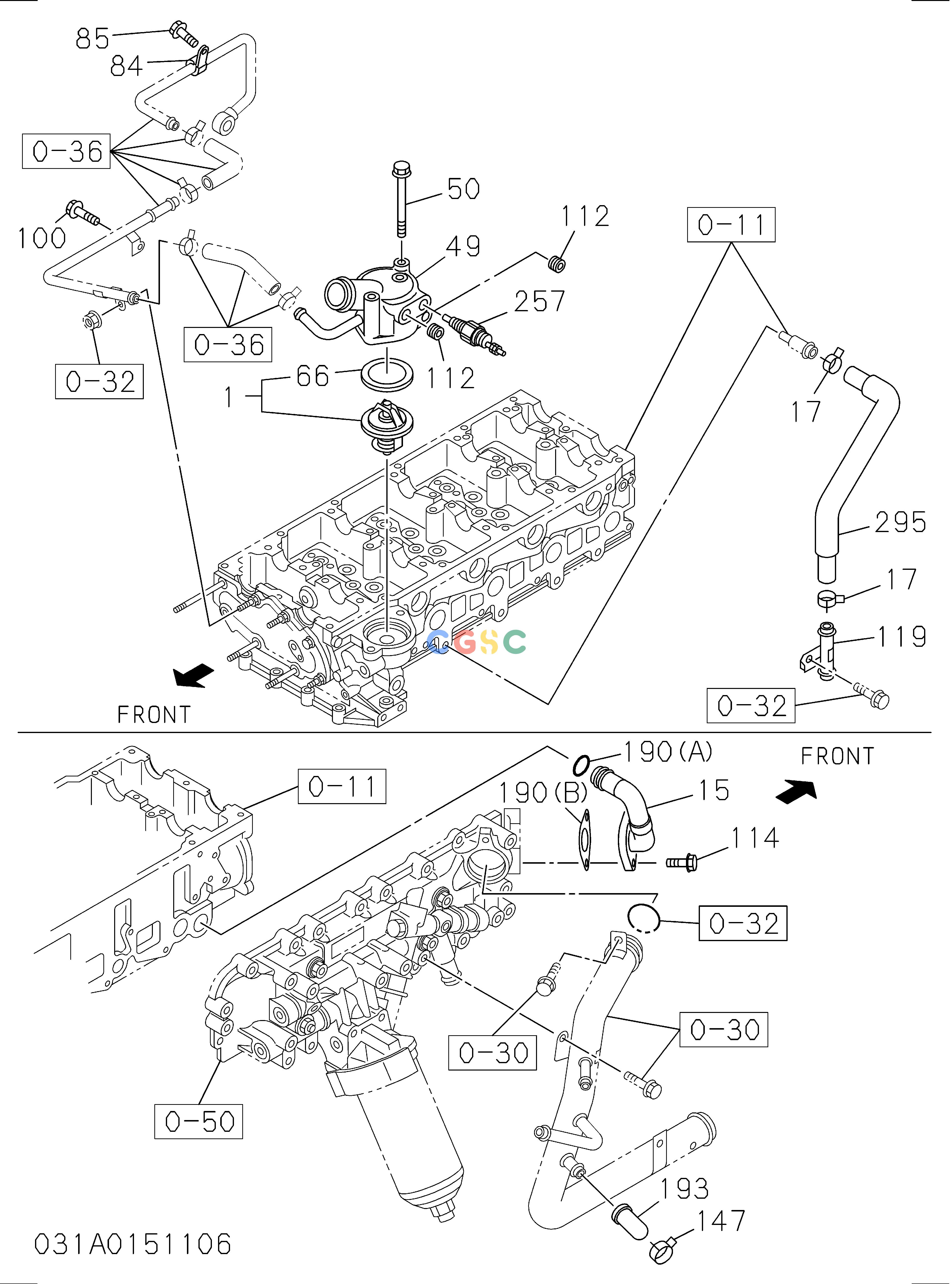 日立零件查询（CP220-3）031: THERMOSTAT AND HOUSING Hitachi HOP online