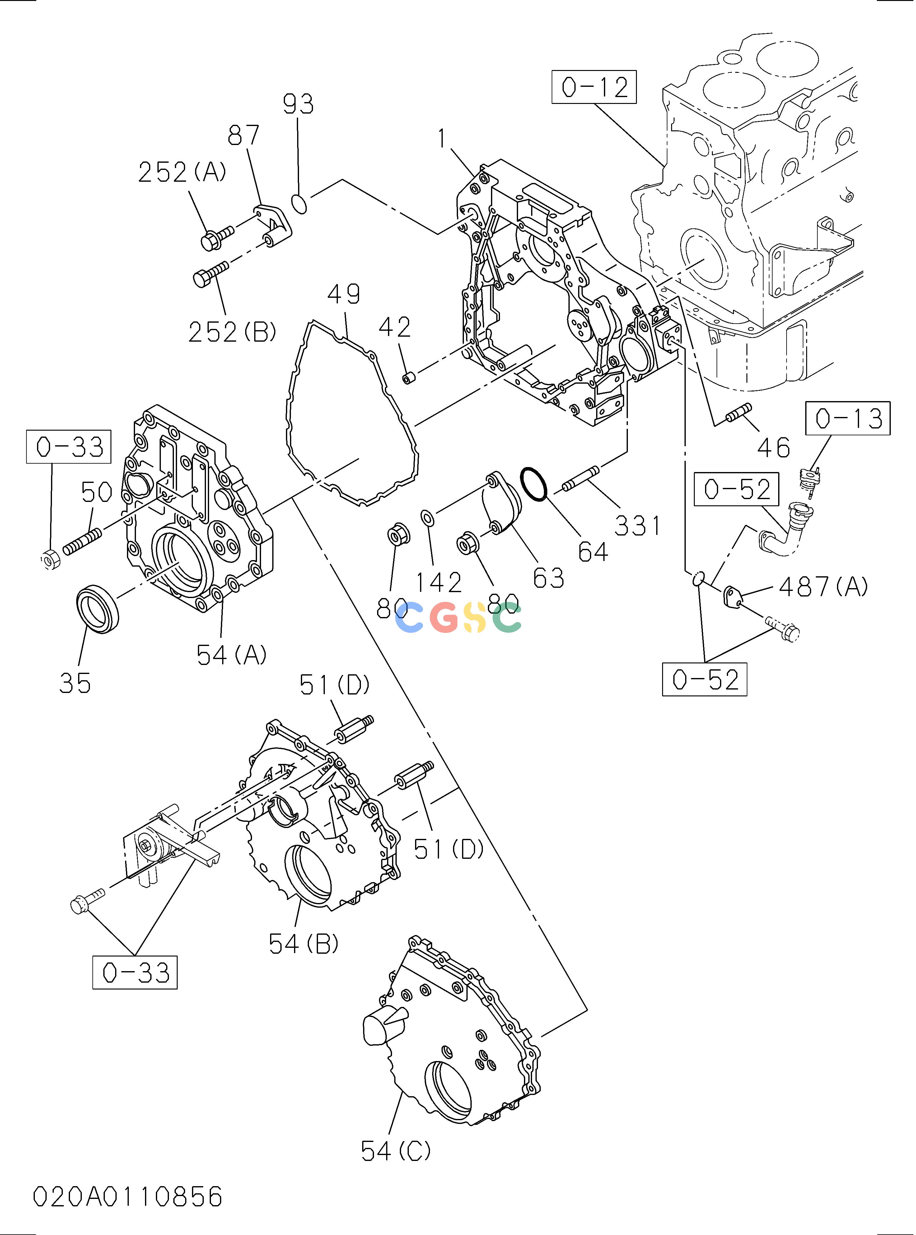 日立零件查询（600C）LC JD 020: TIMING GEAR CASE AND FLYWHEEL HOUSING Hitachi HOP online