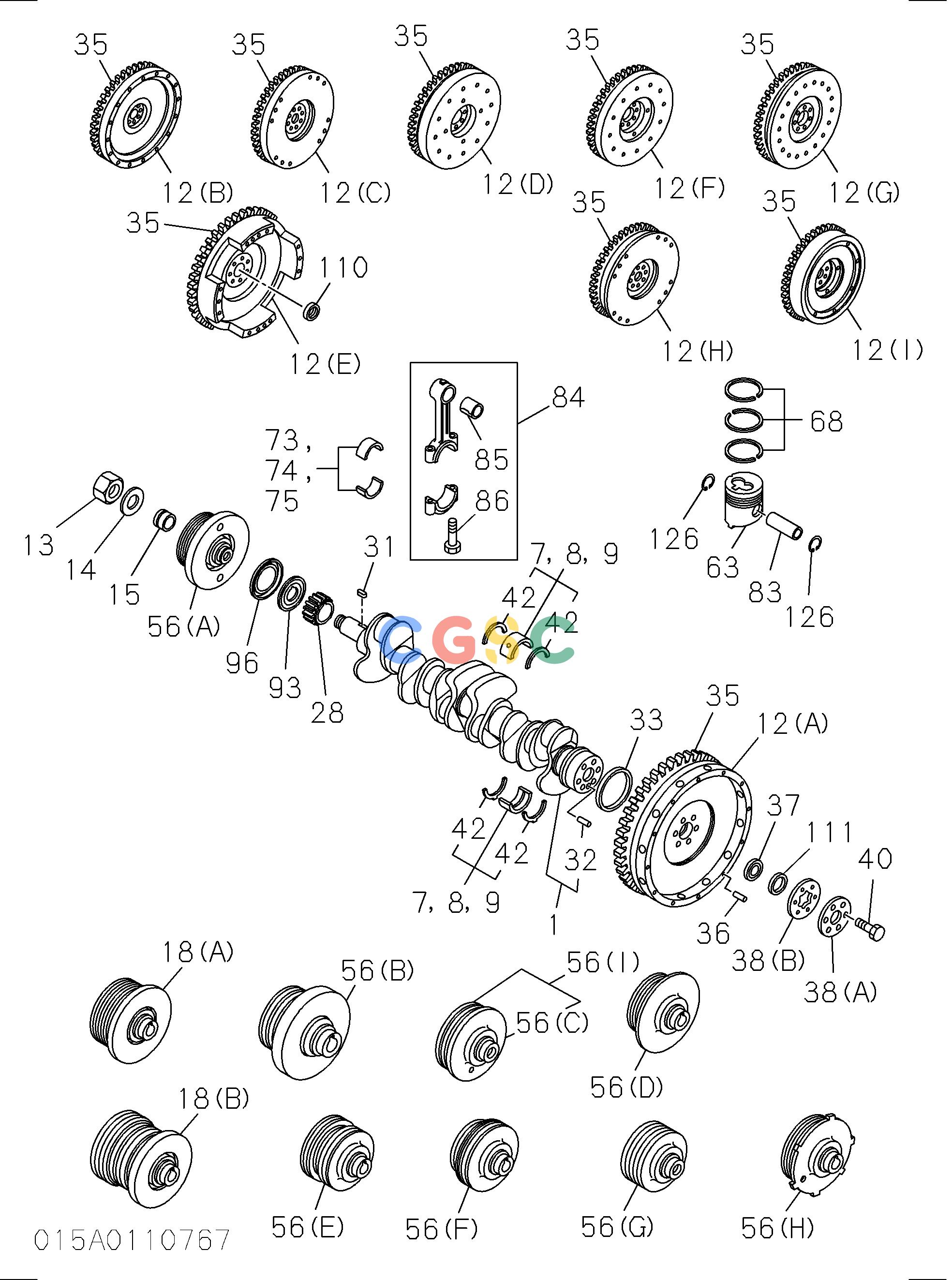 日立零件查询（CG45）CRANKSHAFT,PISTON AND FLYWHEEL Hitachi HOP online