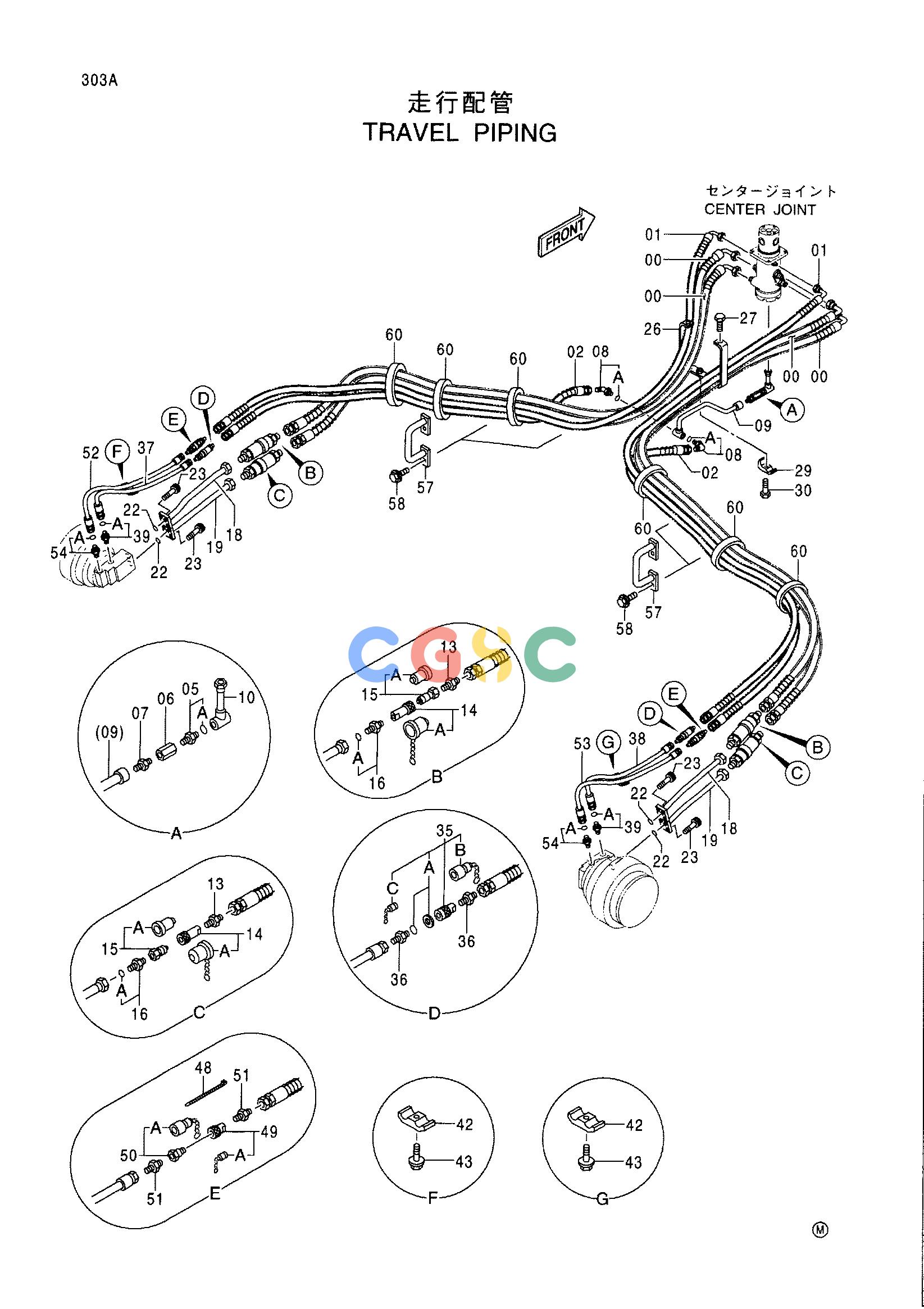 日立零件查询（CX1000）TRAVEL PIPING Hitachi HOP online