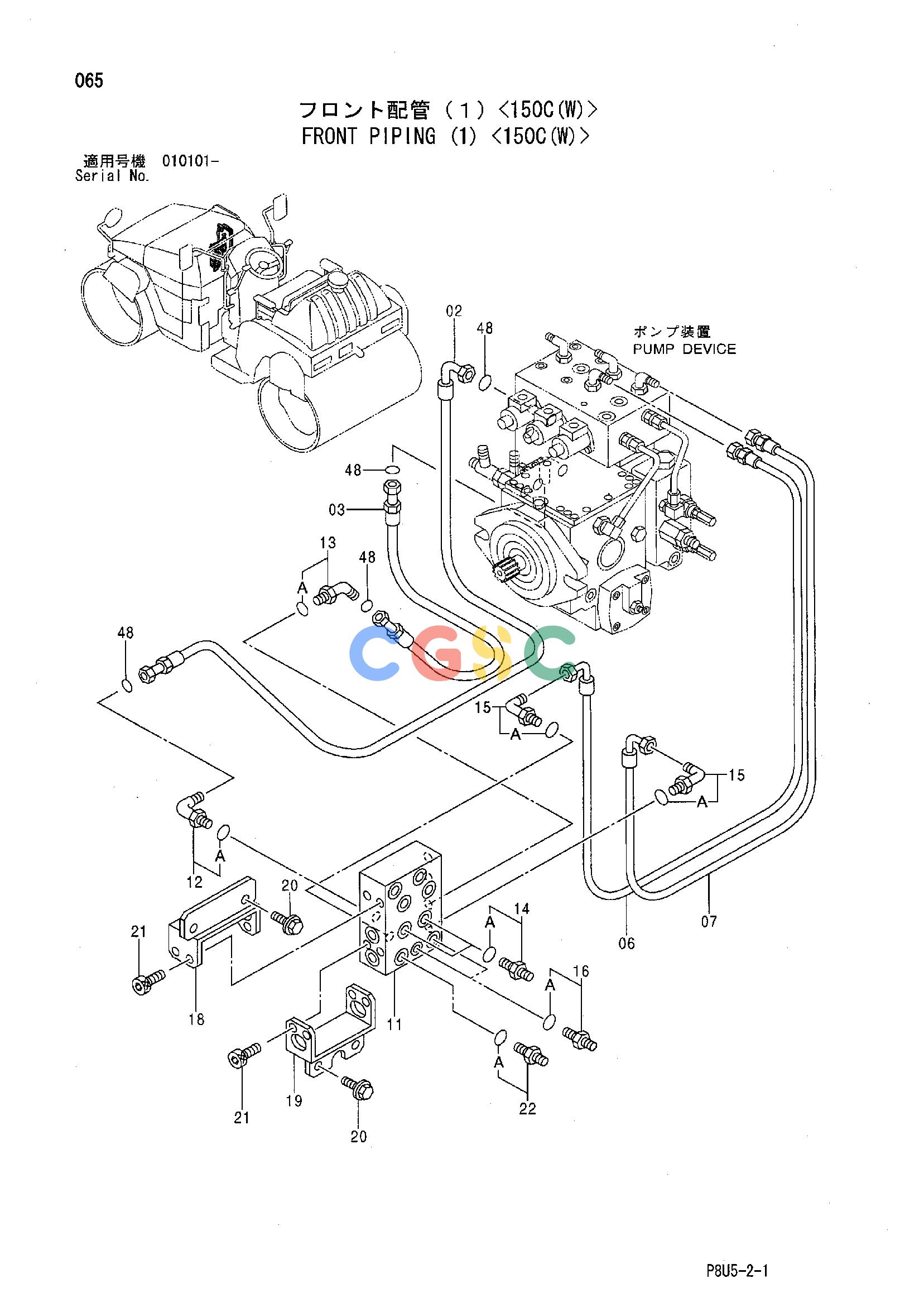 日立零件查询（CC150C-2）FRONT PIPING (1) <150C(W)> Hitachi HOP online