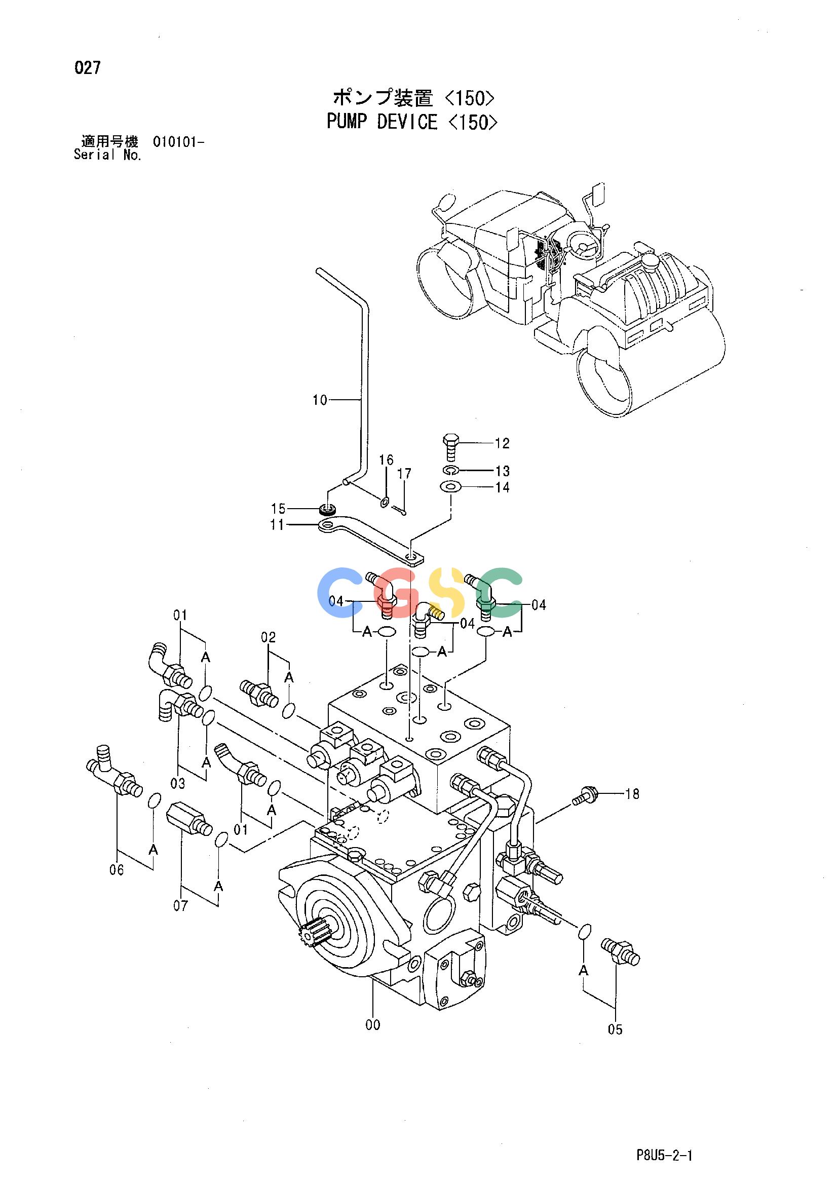 日立零件查询（CC150C-2）PUMP DEVICE <150> Hitachi HOP online