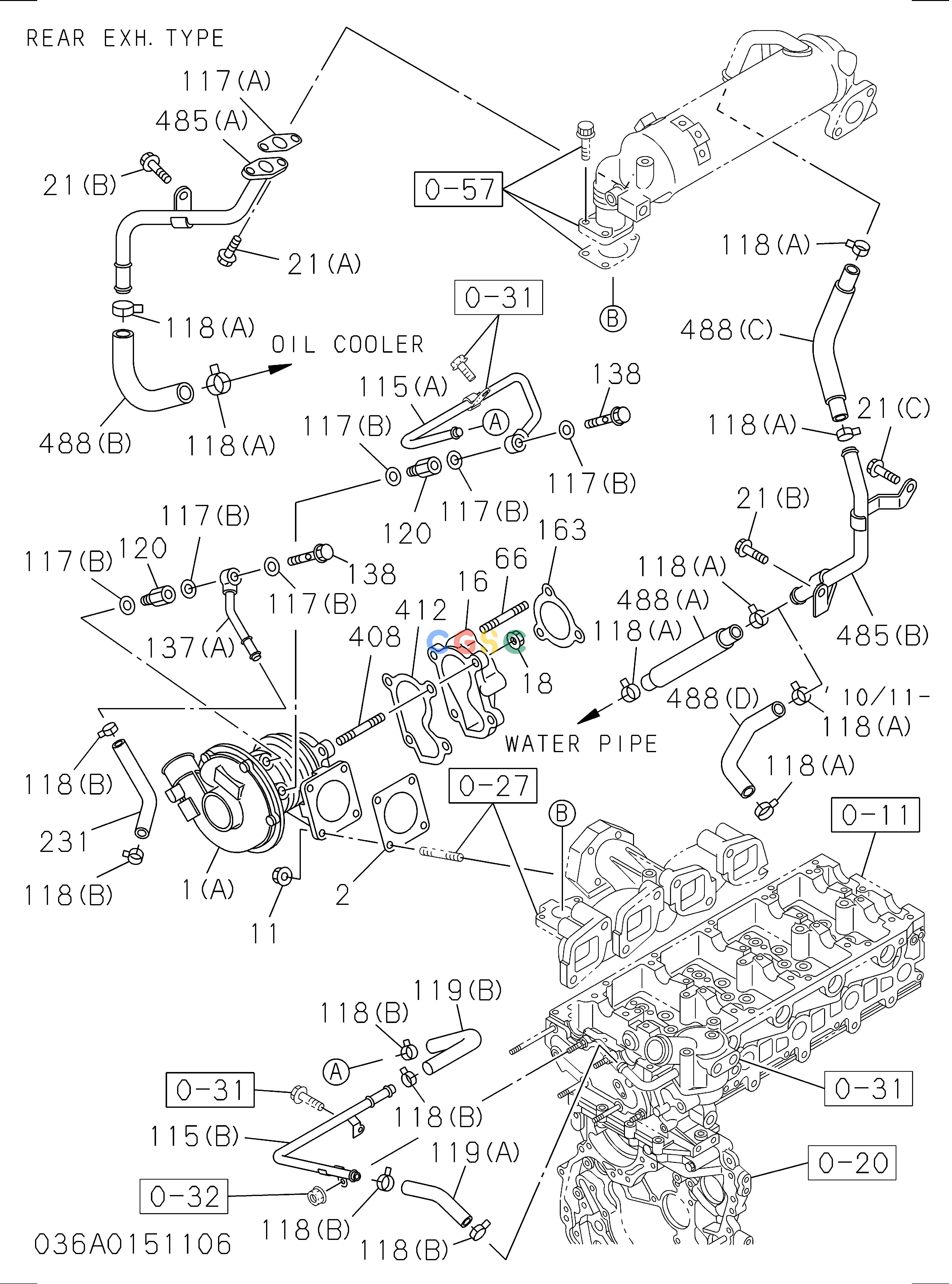 日立零件查询（CP220-3）036: TURBOCHARGER SYSTEM Hitachi HOP online