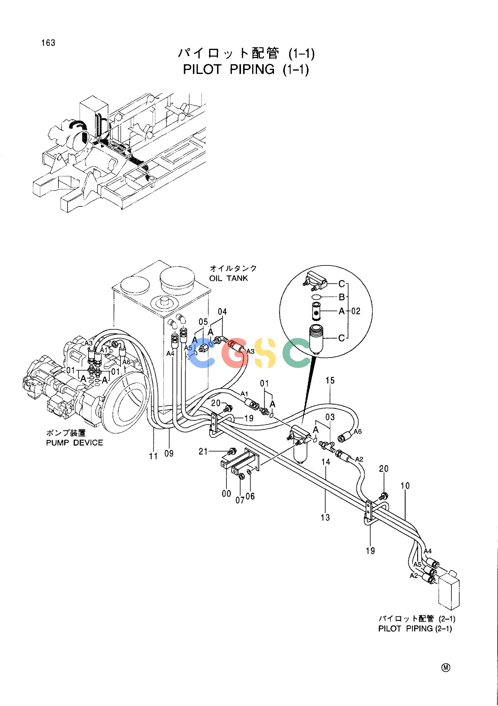 日立零件查询（CX1100）PILOT PIPING (1-1) Hitachi HOP online