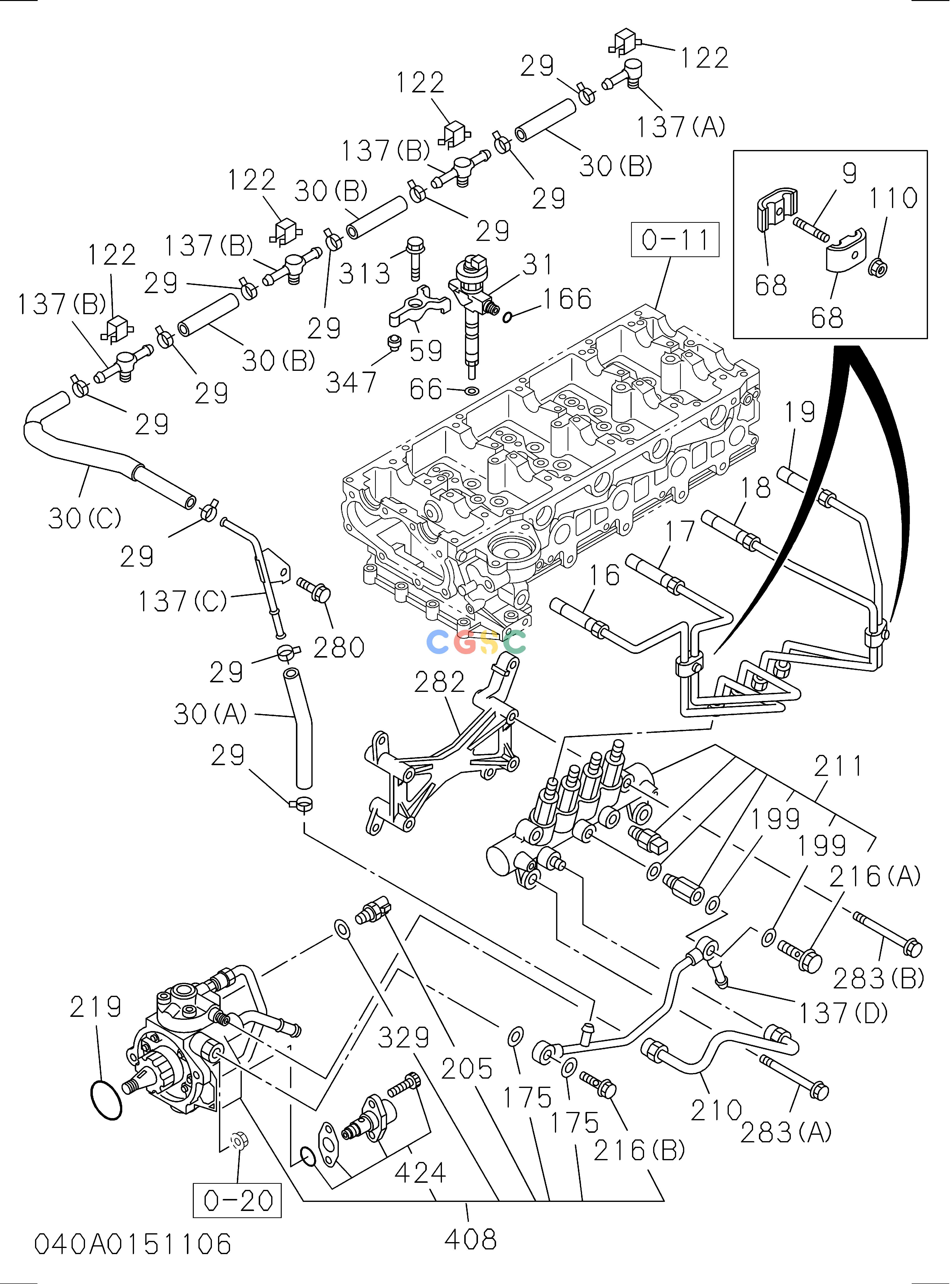 日立零件查询（CP220-3）040: FUEL INJECTION SYSTEM Hitachi HOP online