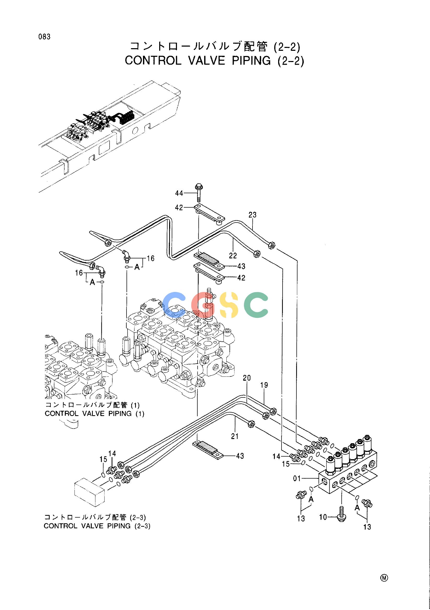 日立零件查询（CX1100）CONTROL VALVE PIPING (2-2) Hitachi HOP online