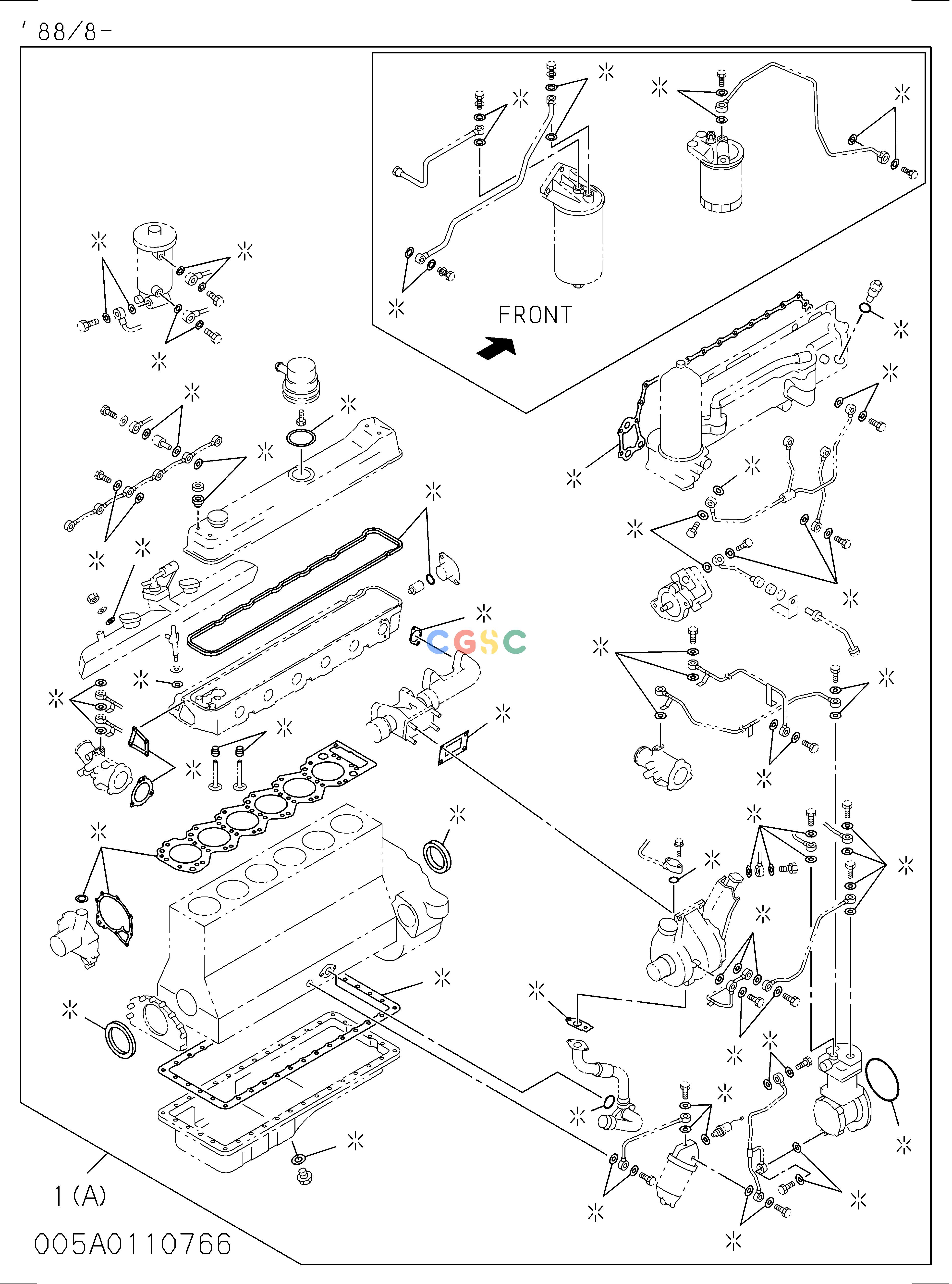 日立零件查询（CD1500）005: ENGINE GASKET KIT Hitachi HOP online