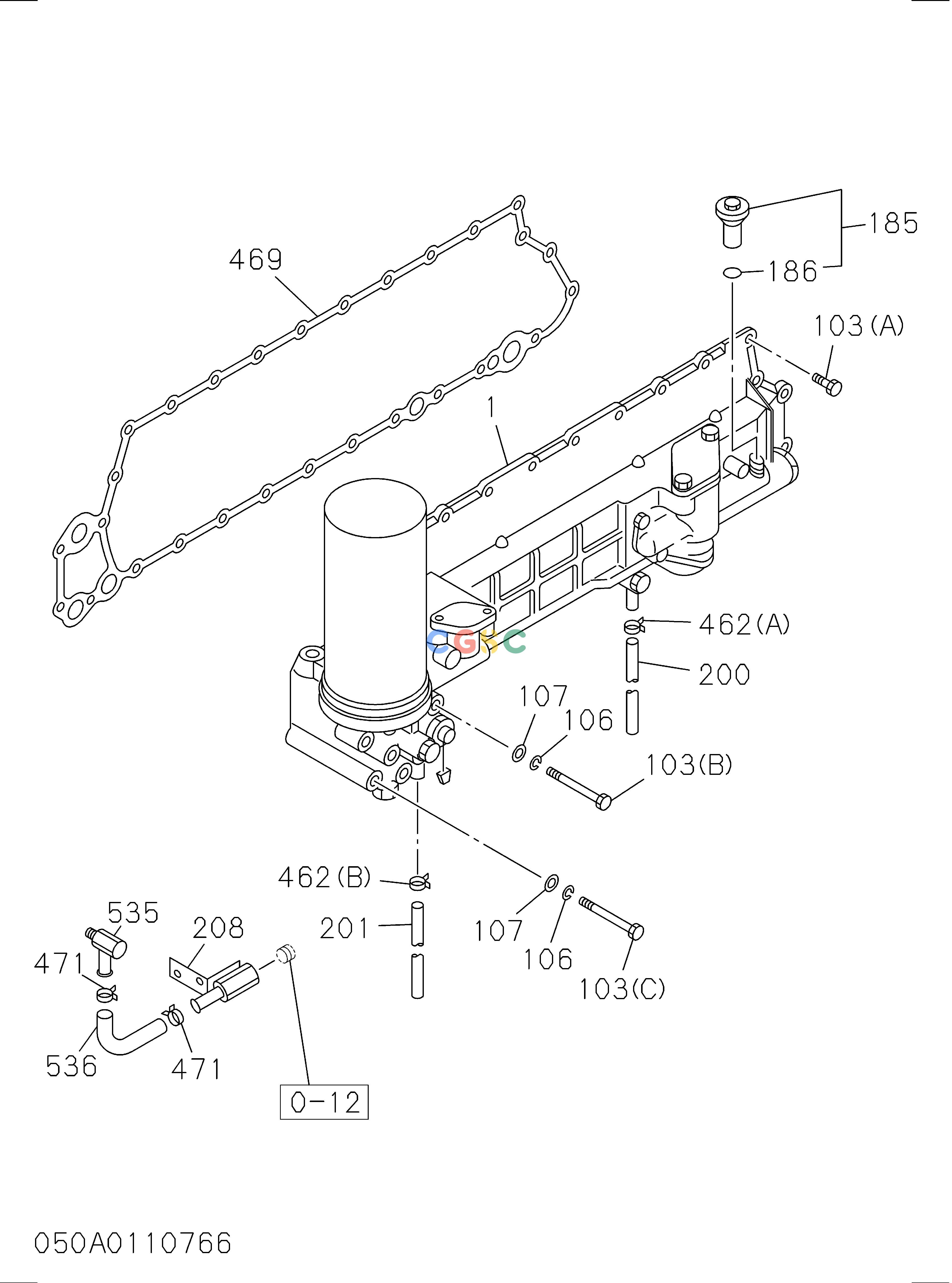 日立零件查询（CD2000）050: OIL COOLER AND OIL FILTER Hitachi HOP online