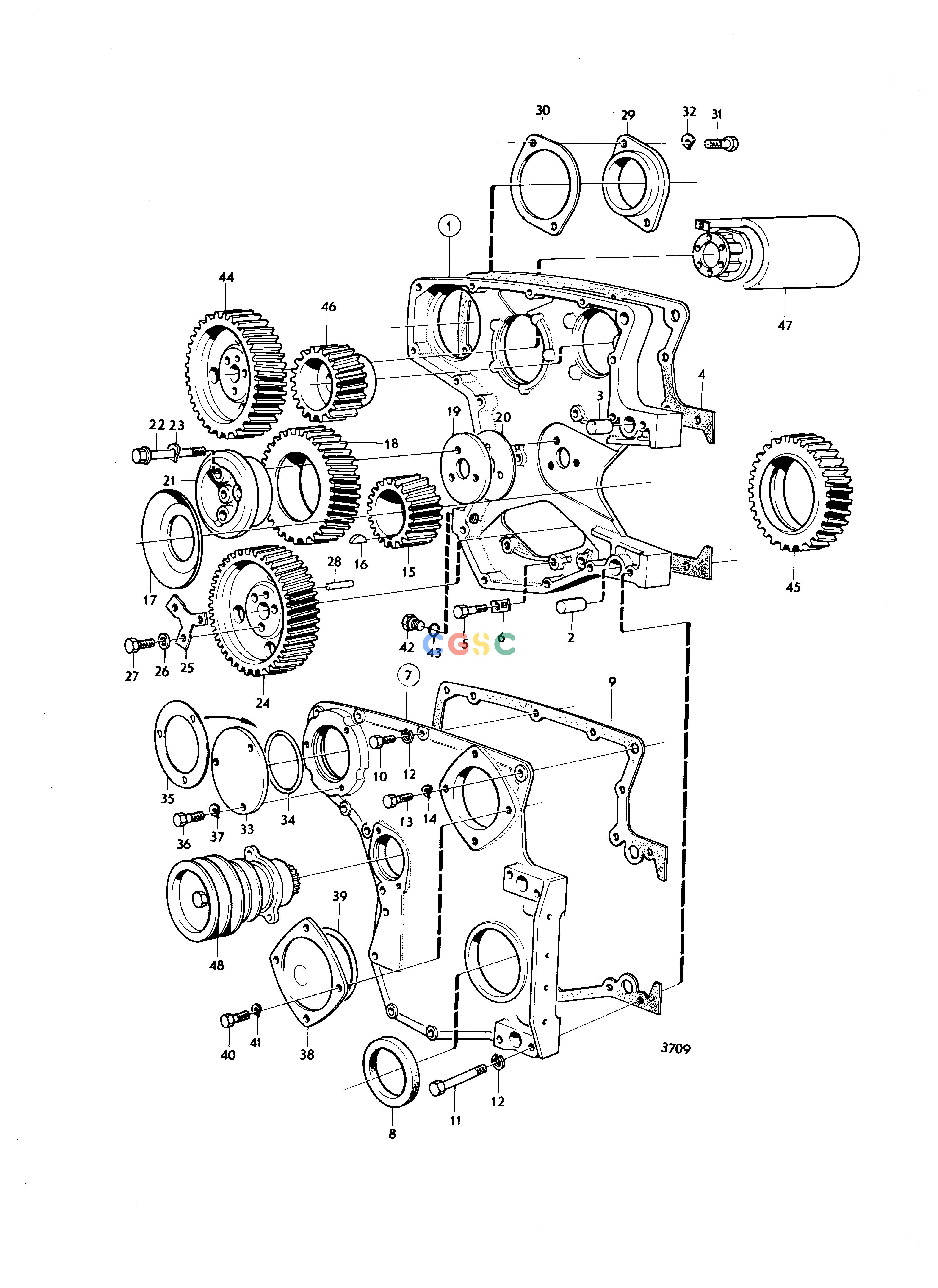 沃尔沃零件查询MD70B; MD70BK; TMD70B; THAMD70B; TAMD70B; AQD70BL; AQD70BEngineTiming Gear Casing and Gear: AEPC Volvo Penta Parts catalog