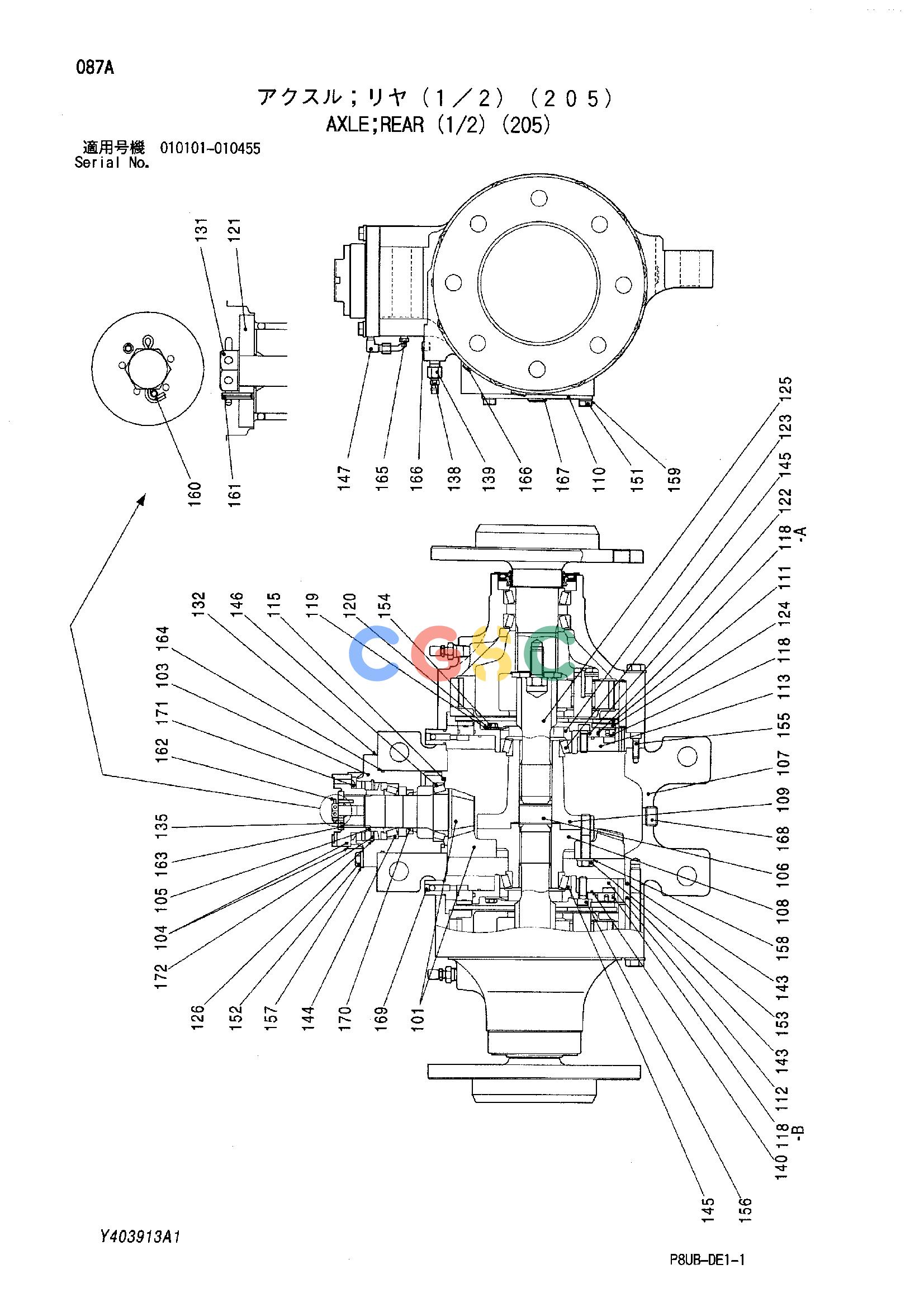 日立零件查询（CP210）AXLE;REAR (1/2) (205) Hitachi HOP online