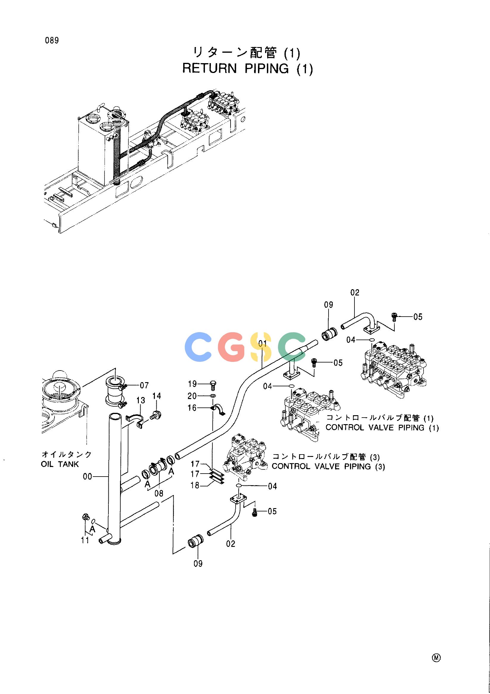 日立零件查询（CX1100）RETURN PIPING (1) Hitachi HOP online