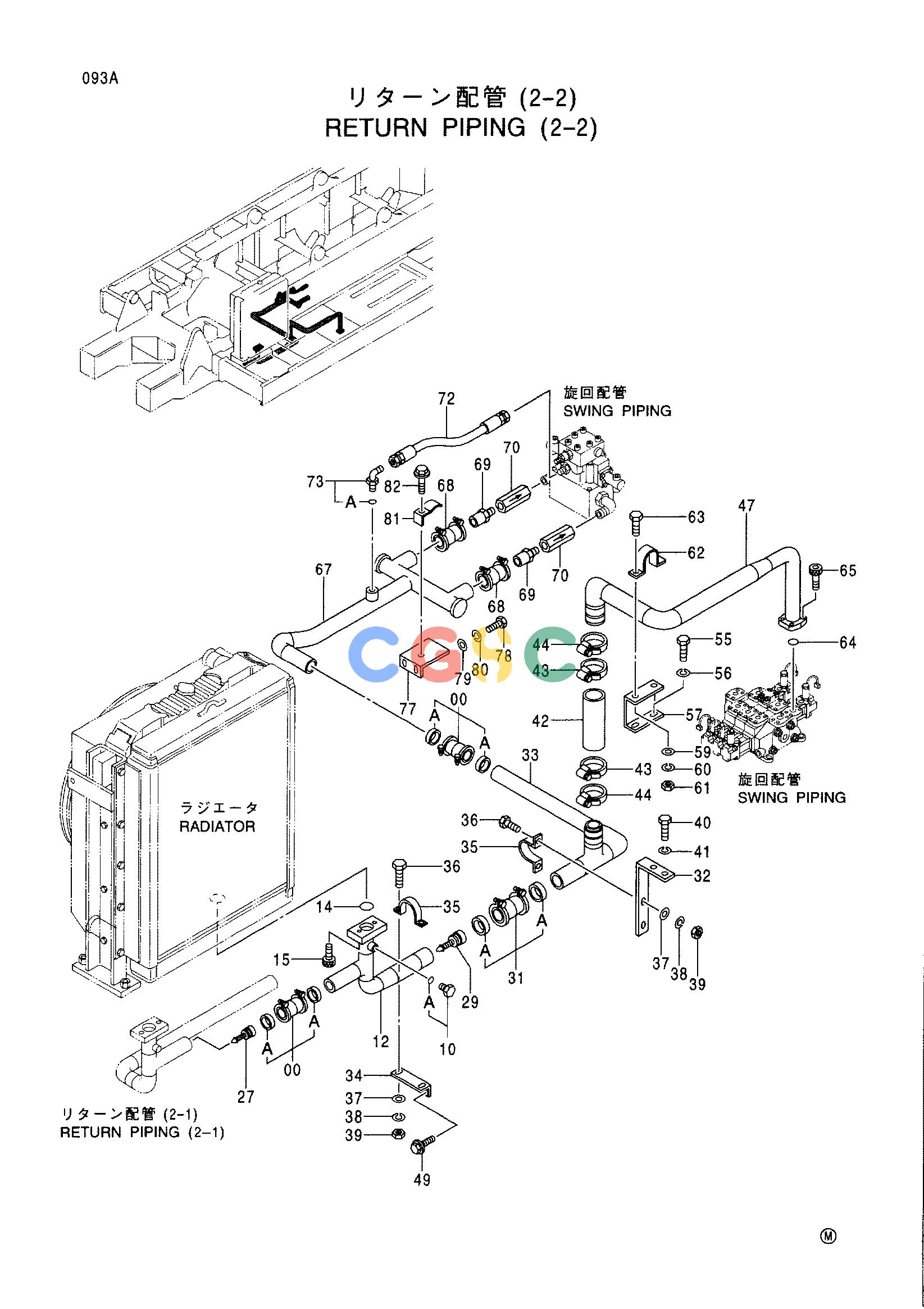 日立零件查询（CX1100）RETURN PIPING (2-2) Hitachi HOP online