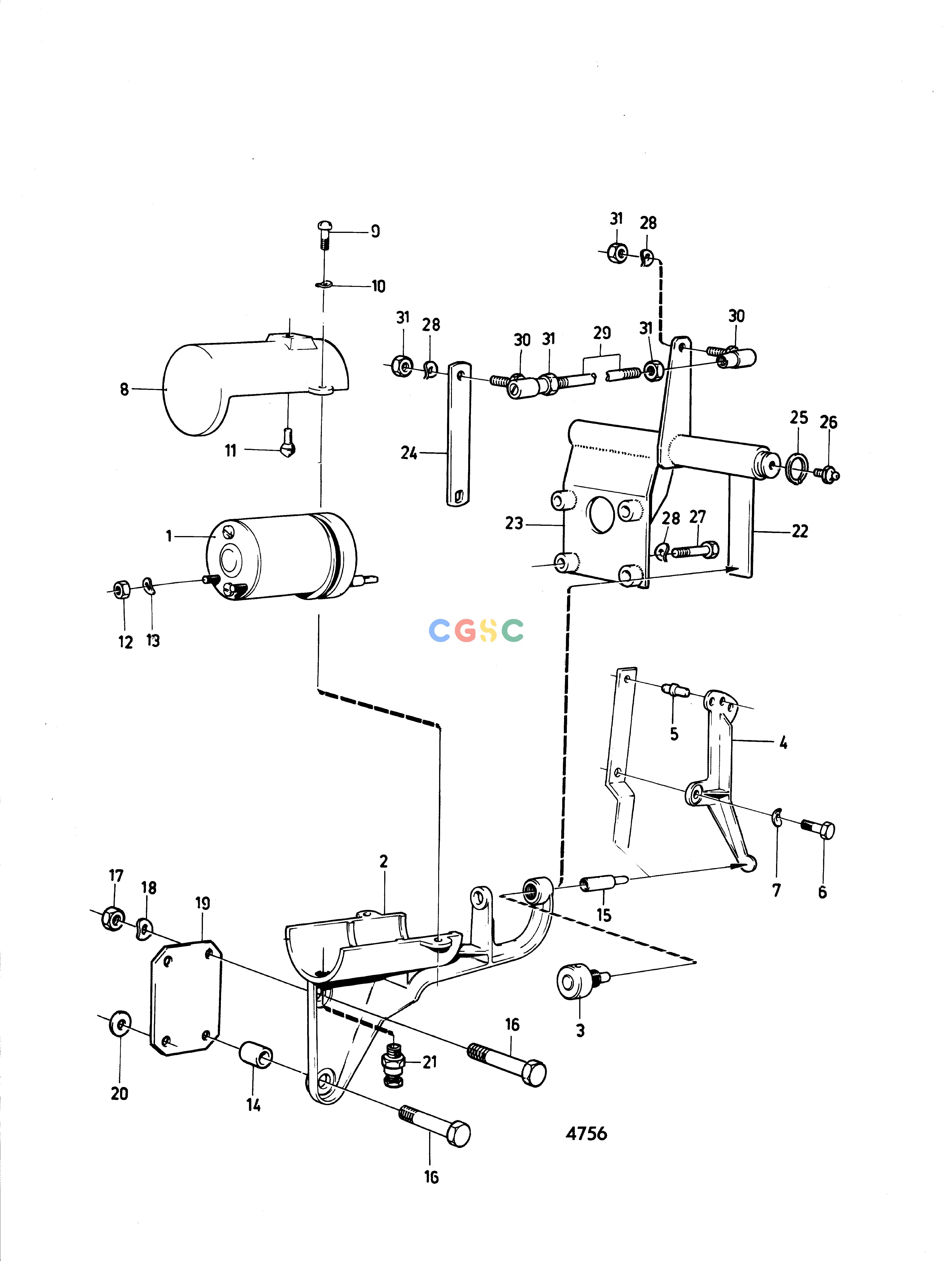 沃尔沃零件查询MD70B; MD70BK; TMD70B; THAMD70B; TAMD70B; AQD70BL; AQD70BControlsControl Motor with Installation Components Earlier ProdEPC Volvo Penta Parts catalog