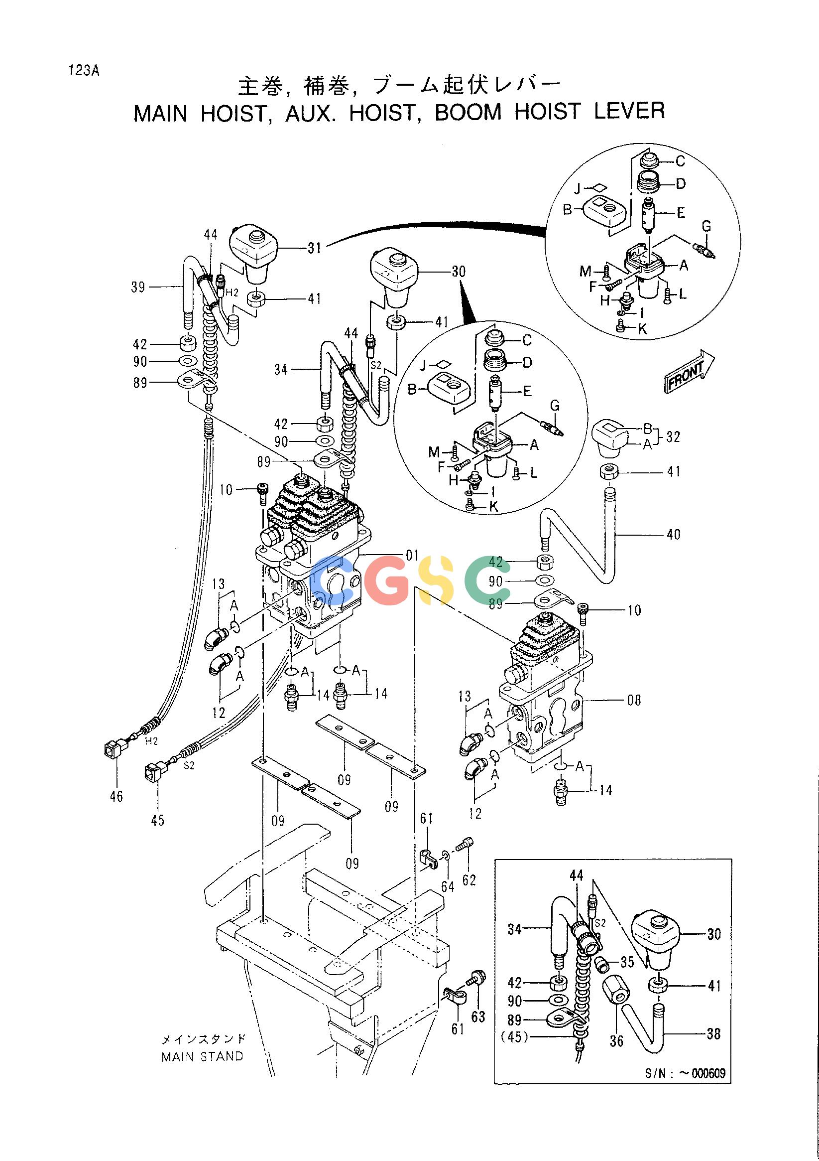 日立零件查询（CX1100）MAIN HOIST, AUX. HOIST, BOOM HOIST LEVER Hitachi HOP online