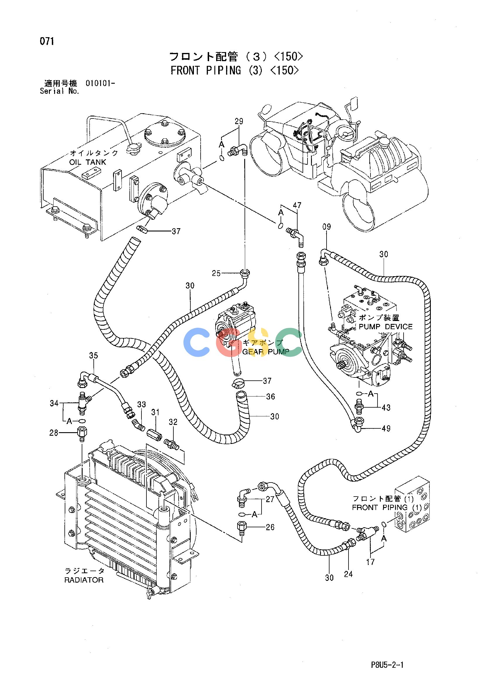 日立零件查询（CC150C-2）FRONT PIPING (3) <150> Hitachi HOP online