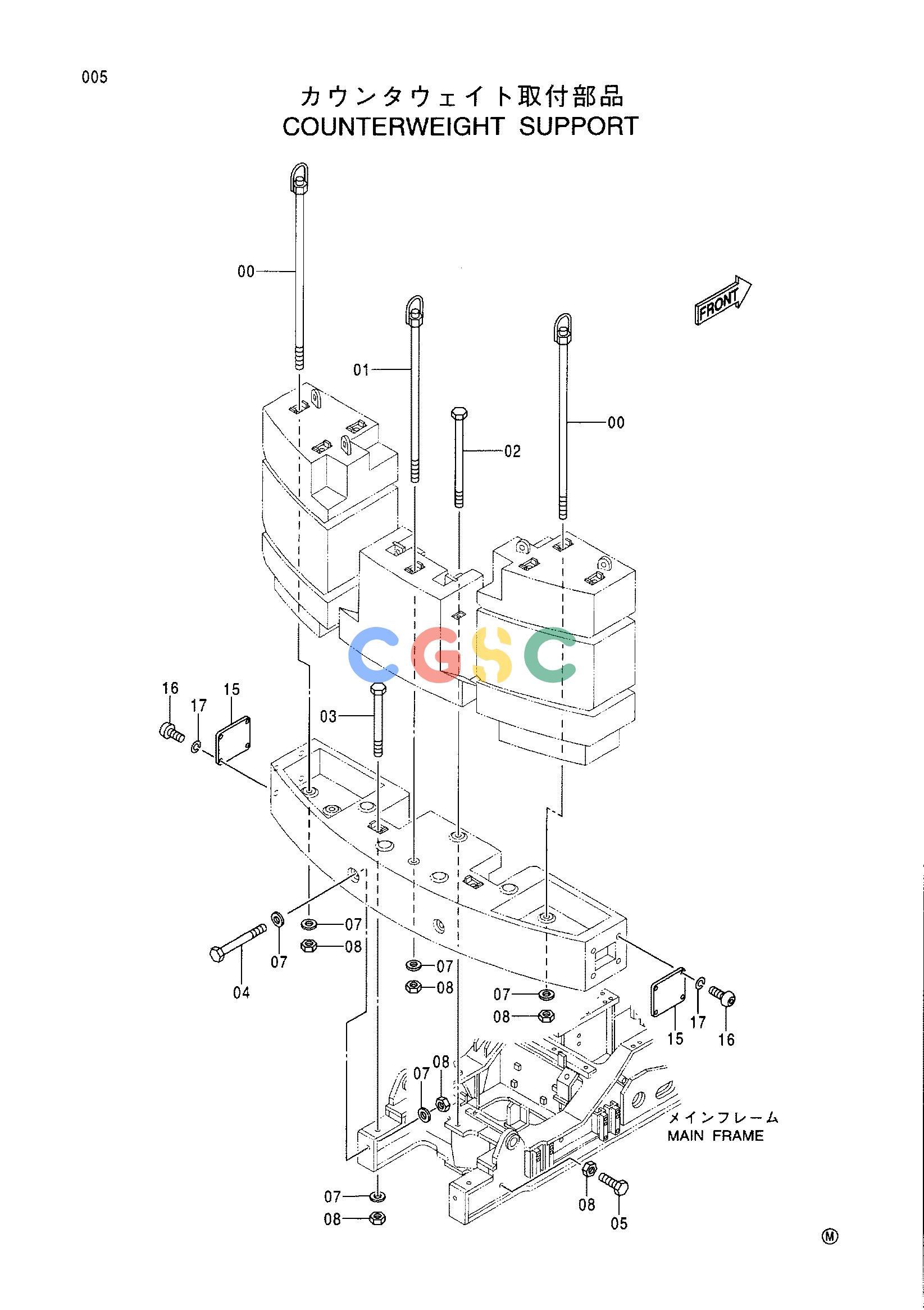 日立零件查询（CX1100）COUNTERWEIGHT SUPPORT Hitachi HOP online
