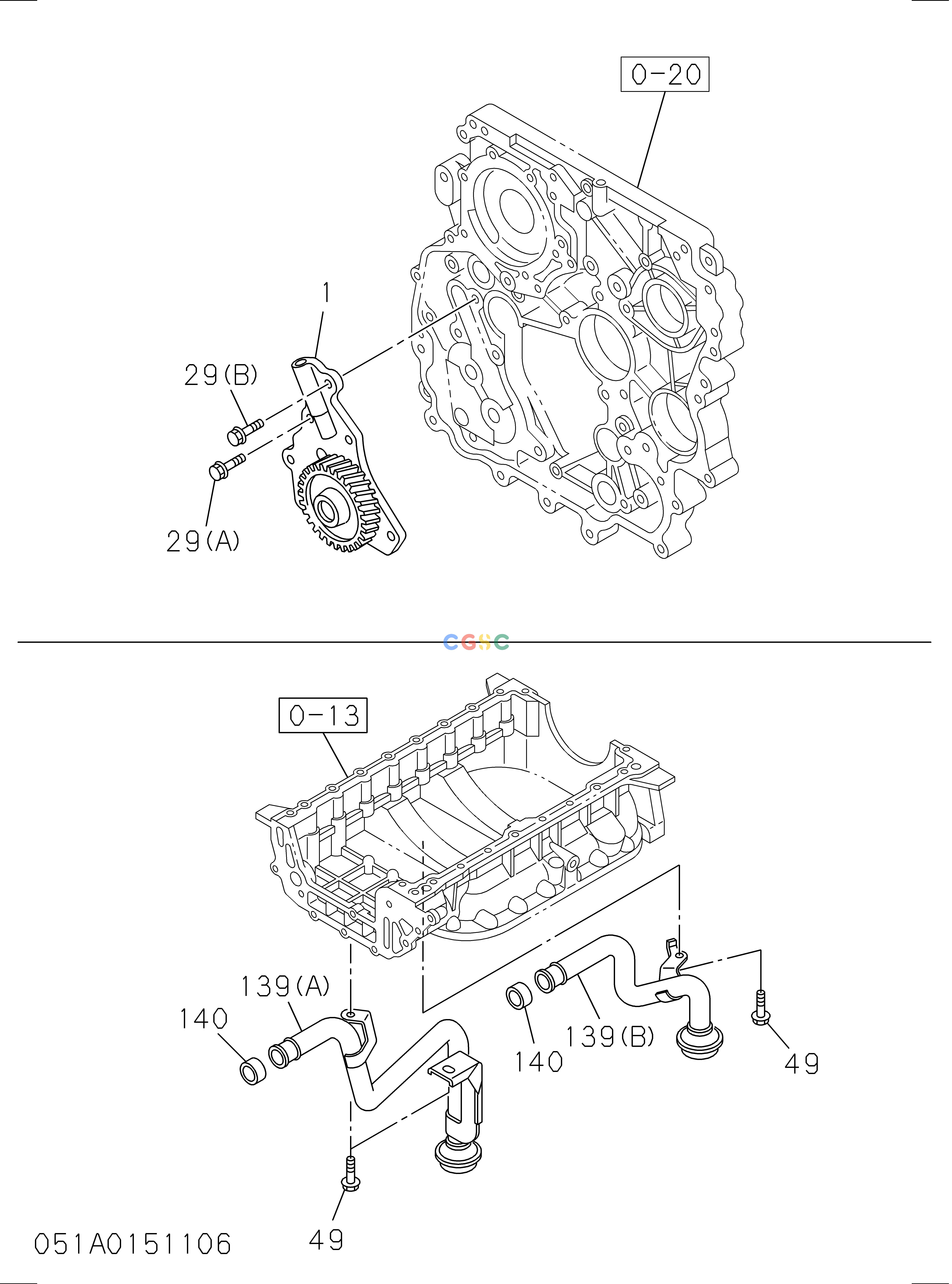 日立零件查询（CP220-3）051: OIL PUMP AND OIL STRAINER Hitachi HOP online