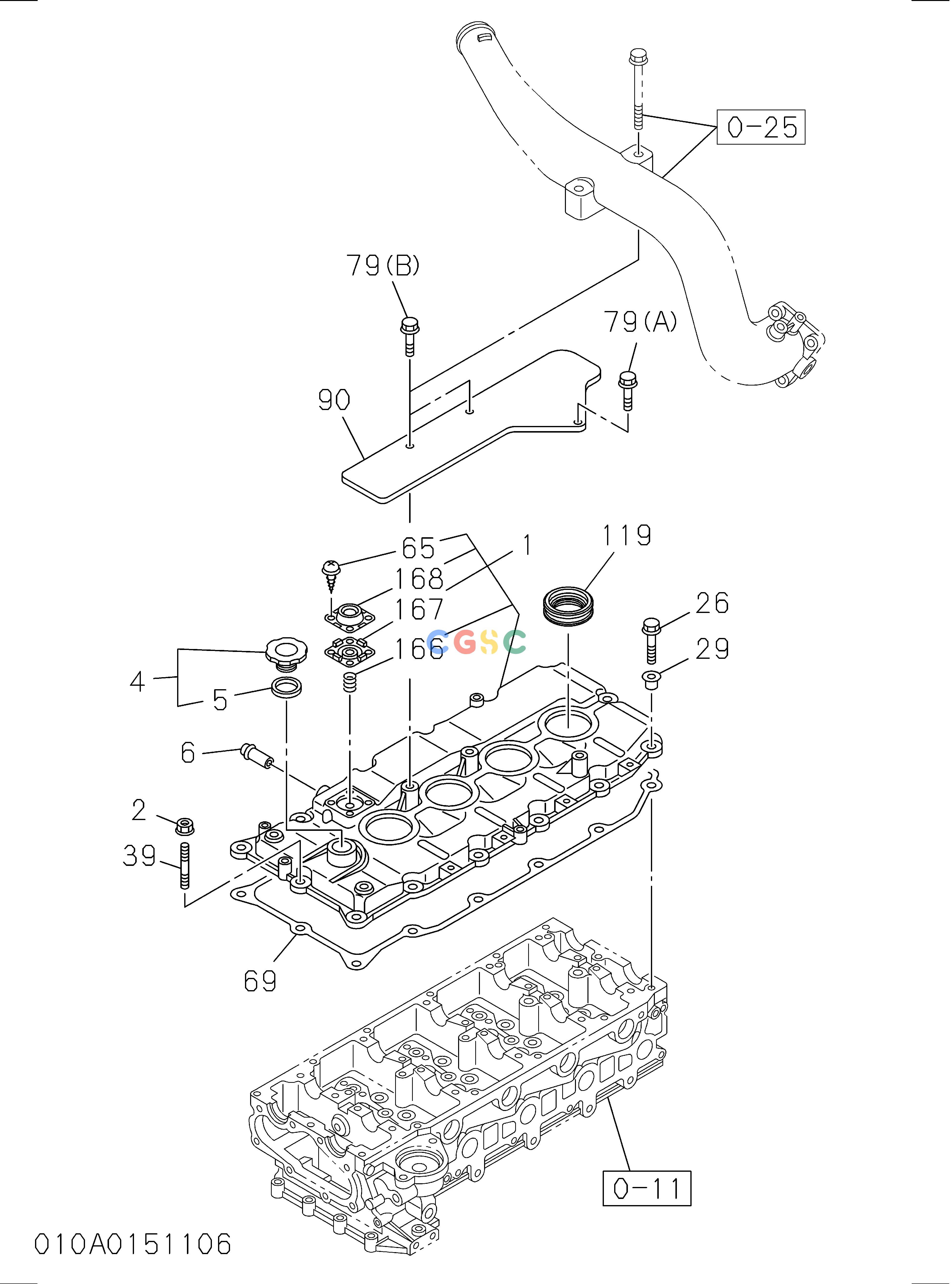 日立零件查询（CP220-3）010: CYLINDER HEAD COVER Hitachi HOP online