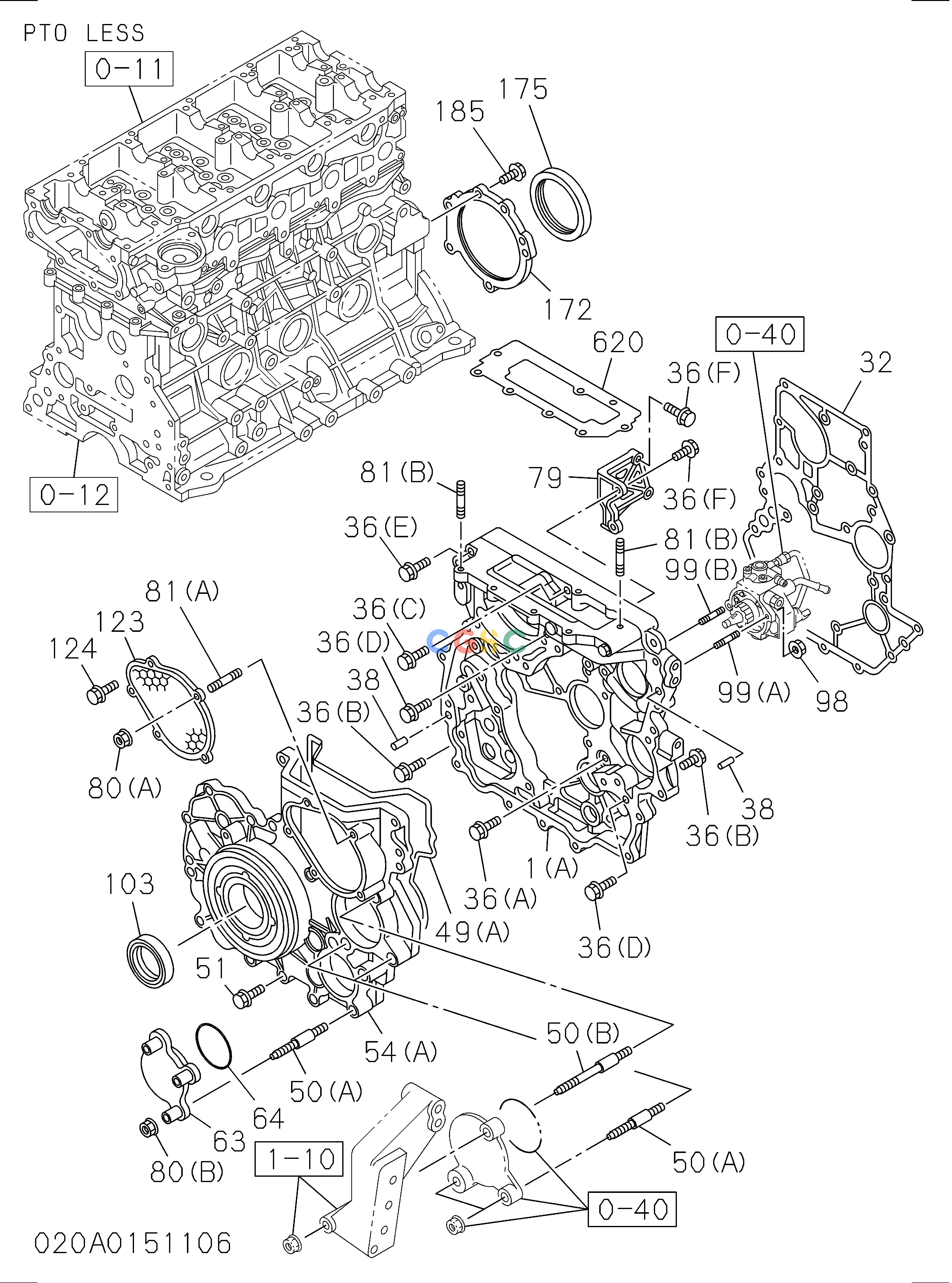 日立零件查询（CP220-3）020: TIMING GEAR CASE AND FLYWHEEL HOUSING Hitachi HOP online