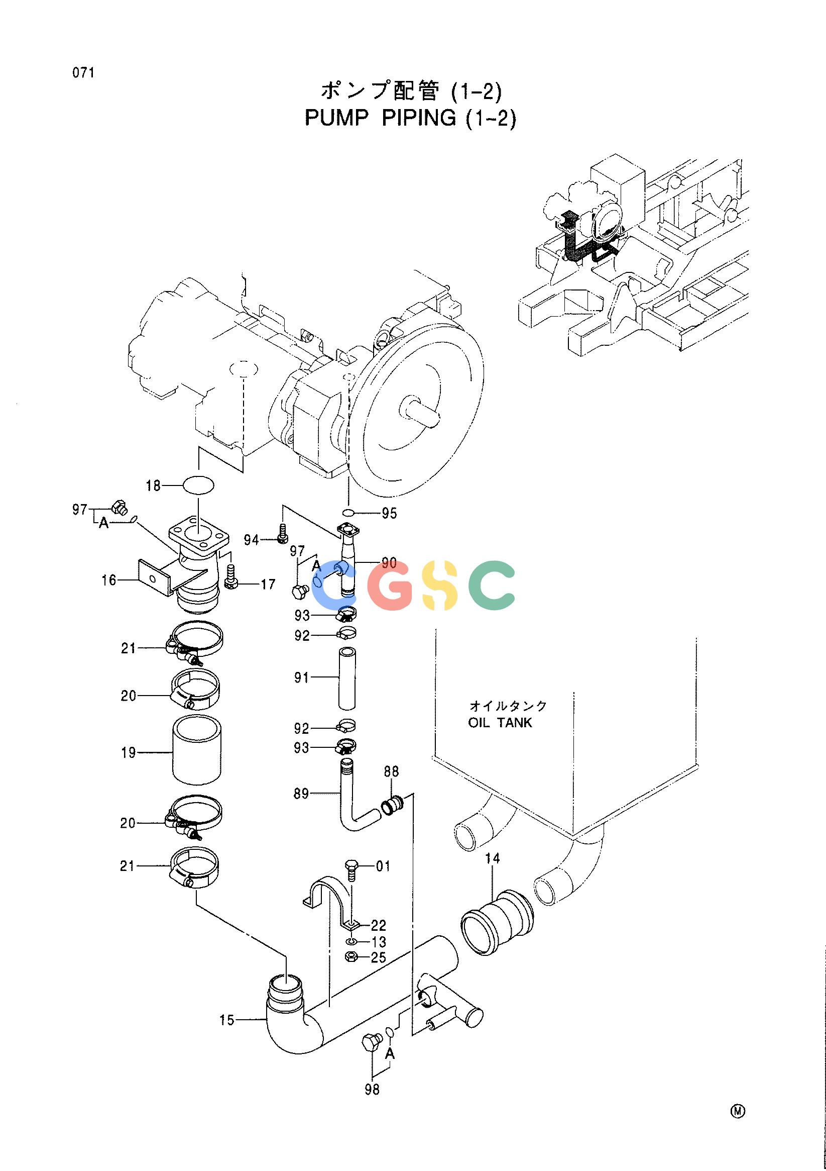 日立零件查询（CX1100）PUMP PIPING (1-2) Hitachi HOP online
