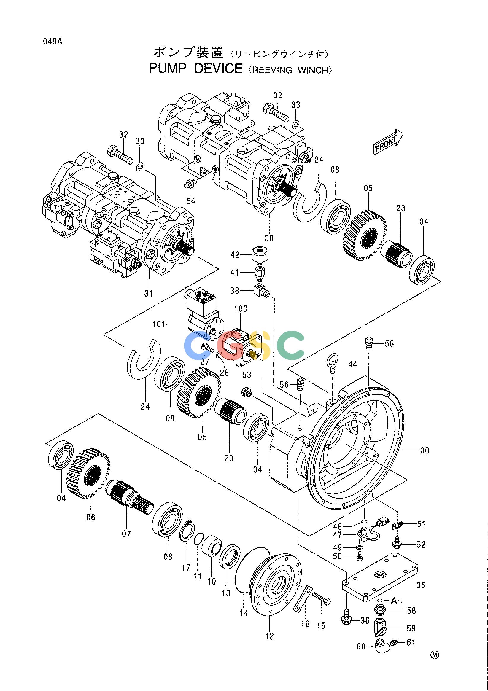 日立零件查询（CX1100）PUMP DEVICE <REEVING WINCH> Hitachi HOP online