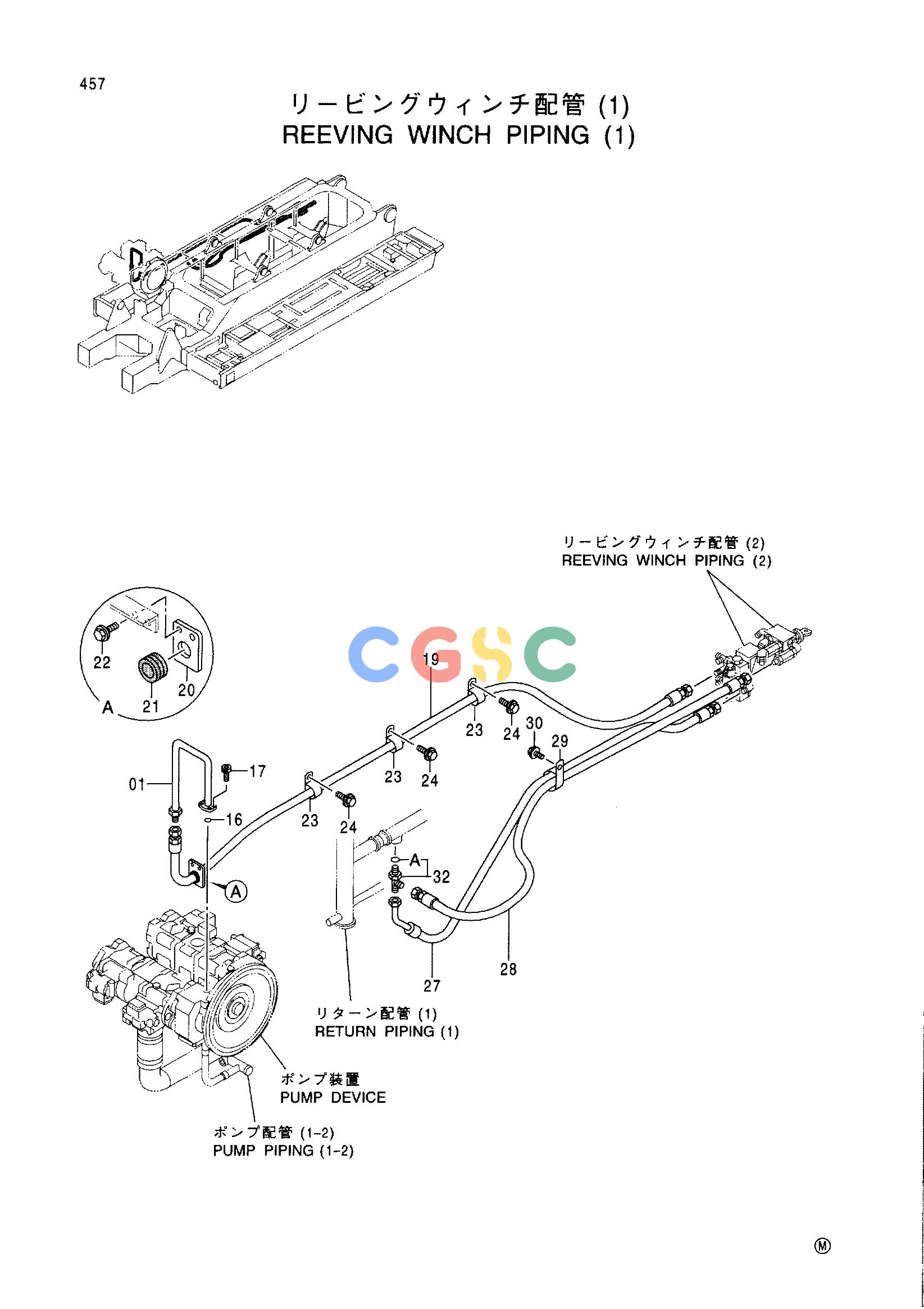 日立零件查询（CX1100）REEVING WINCH PIPING (1) Hitachi HOP online