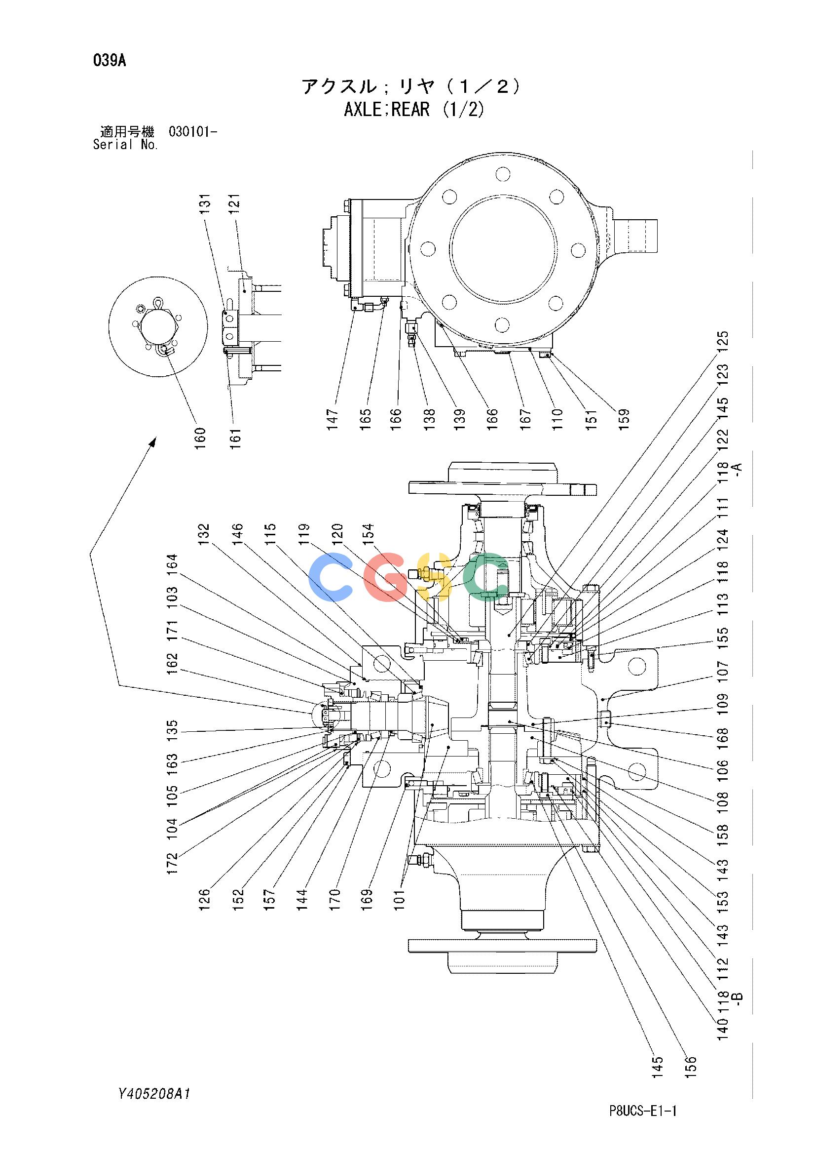 日立零件查询（CP220-3）AXLE;REAR (1/2) Hitachi HOP online