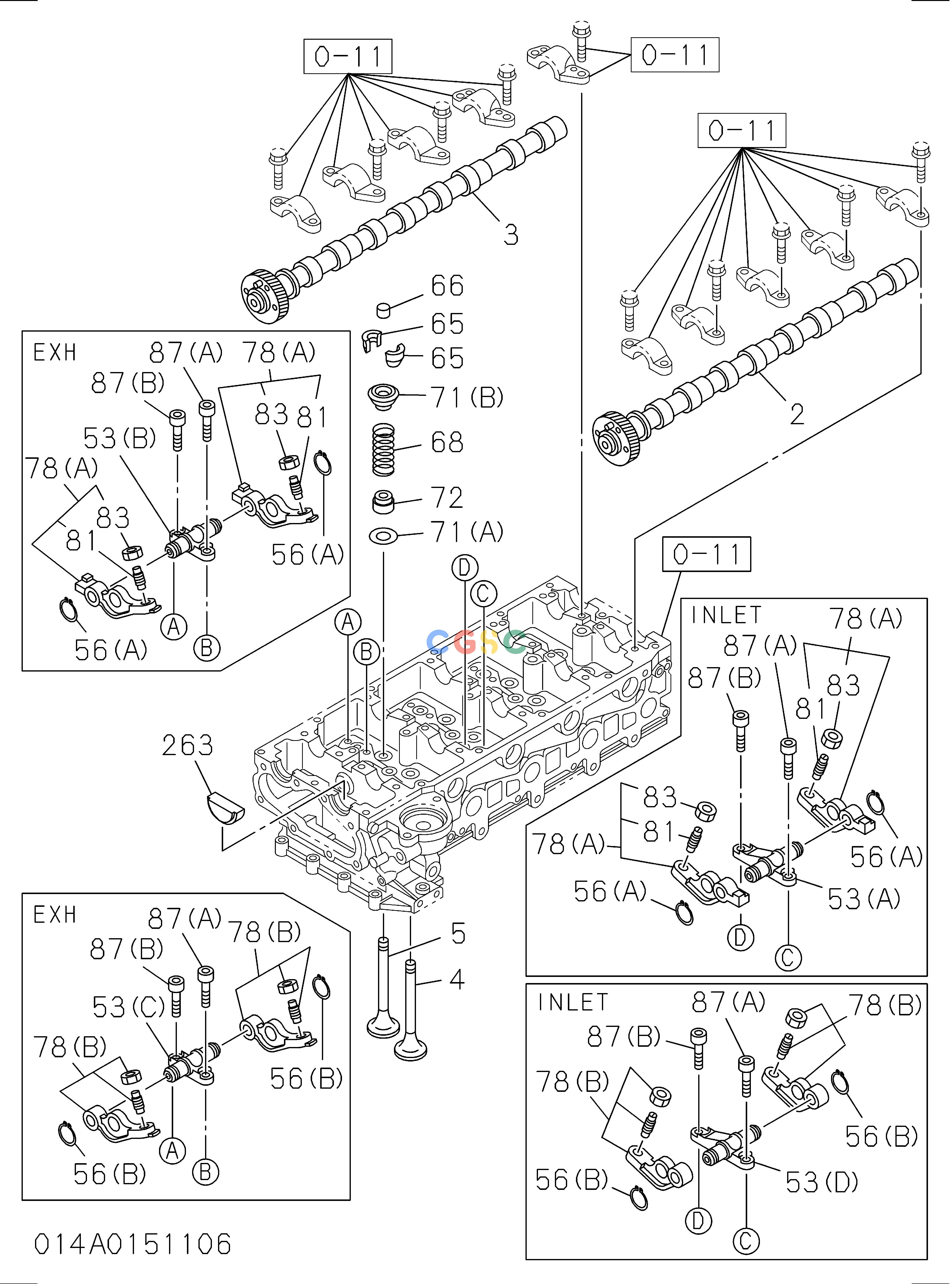 日立零件查询（CP220-3）014: CAMSHAFT AND VALVE Hitachi HOP online