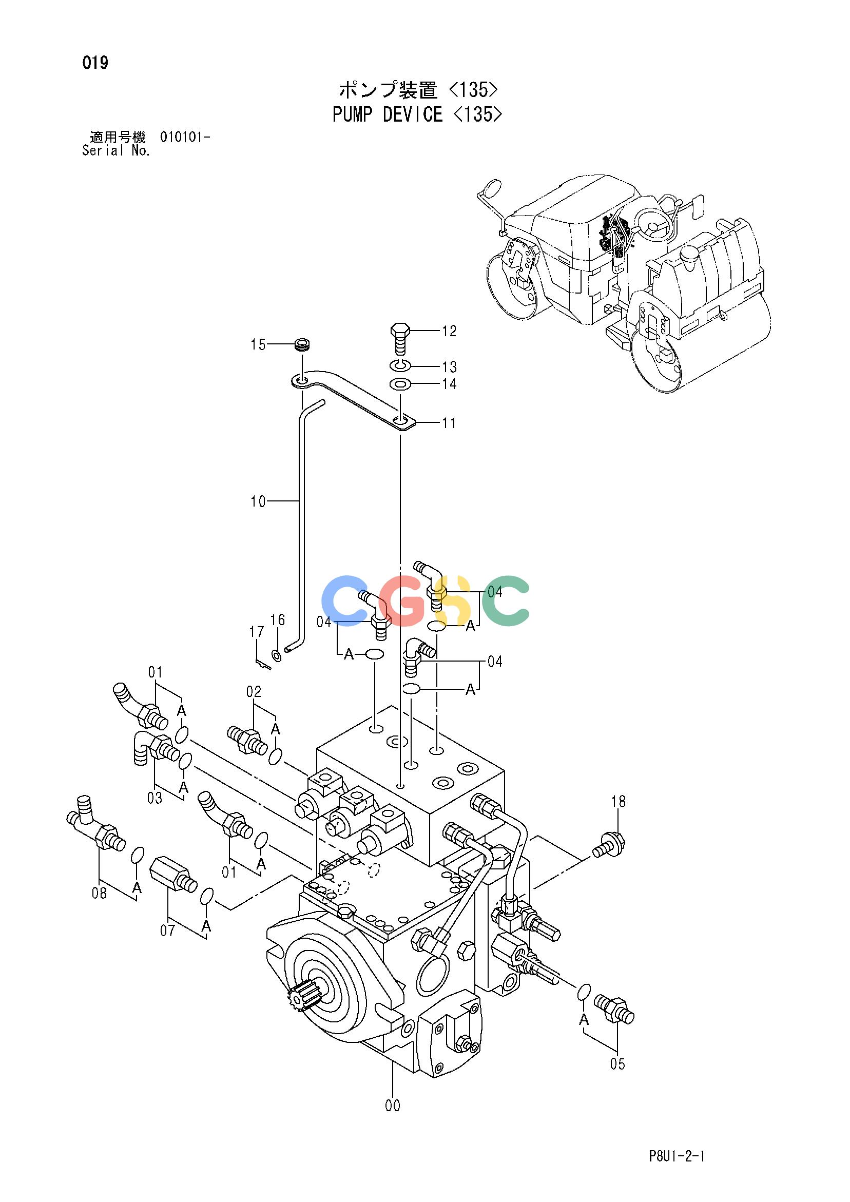 日立零件查询（CC135C）PUMP DEVICE <135> Hitachi HOP online