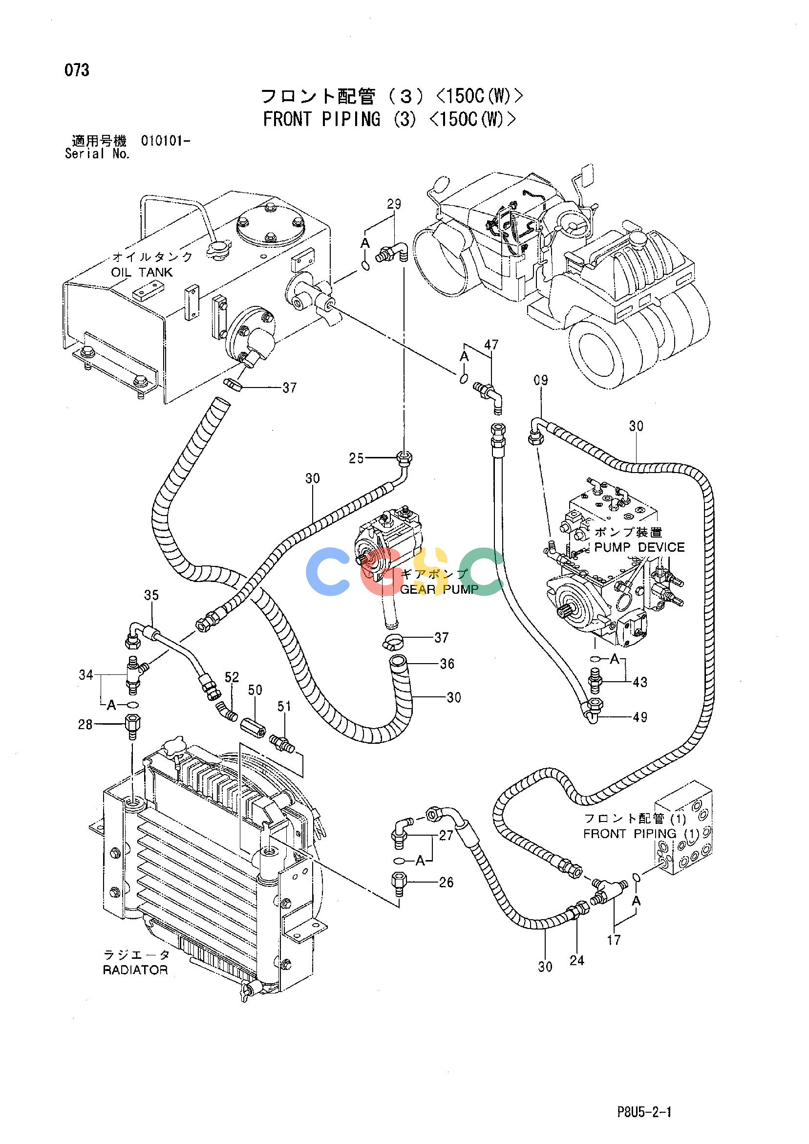 日立零件查询（CC150C-2）FRONT PIPING (3) <150C(W)> Hitachi HOP online