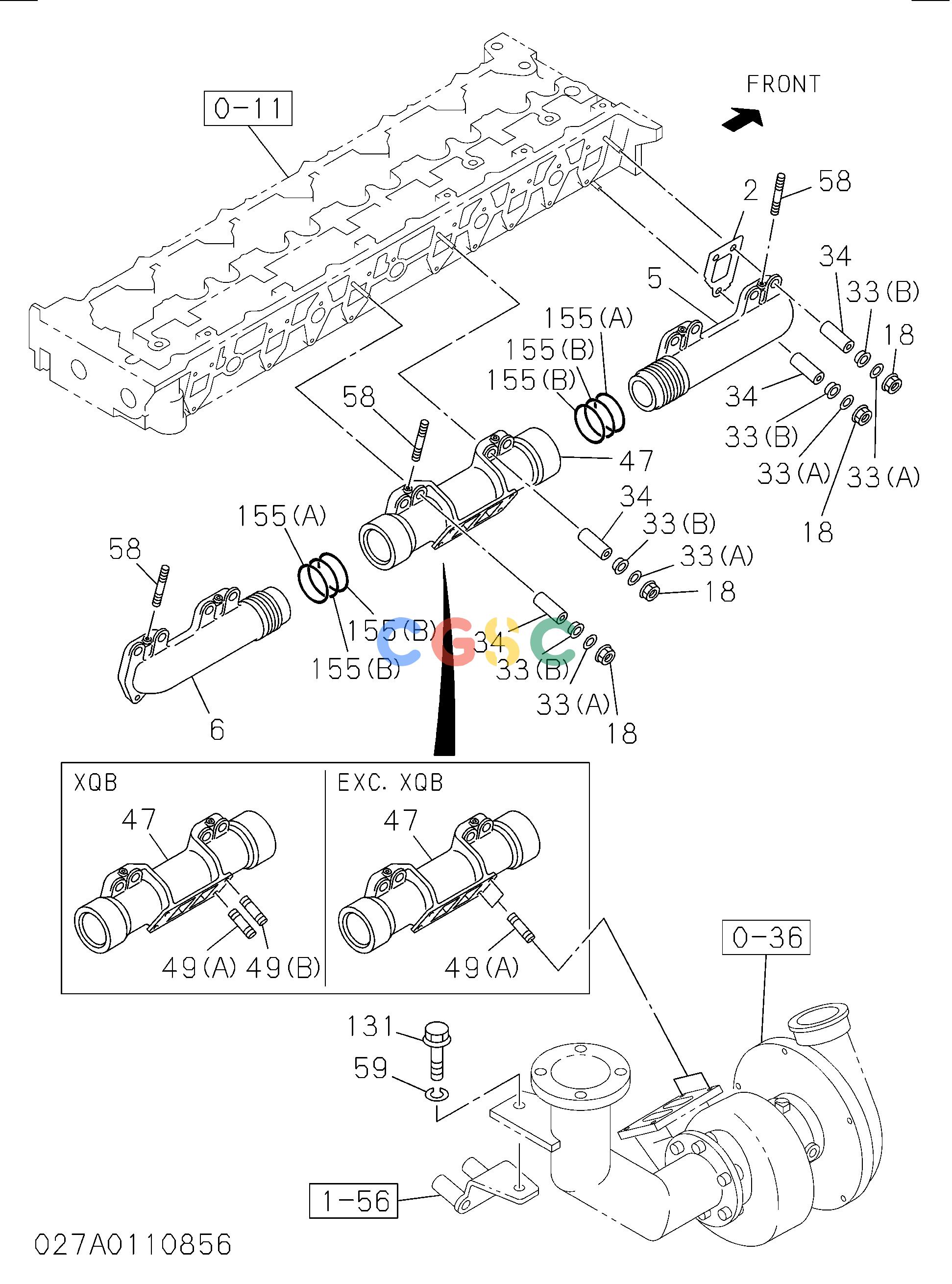 日立零件查询（600C）LC JD 027: EXHAUST MANIFOLD Hitachi HOP online