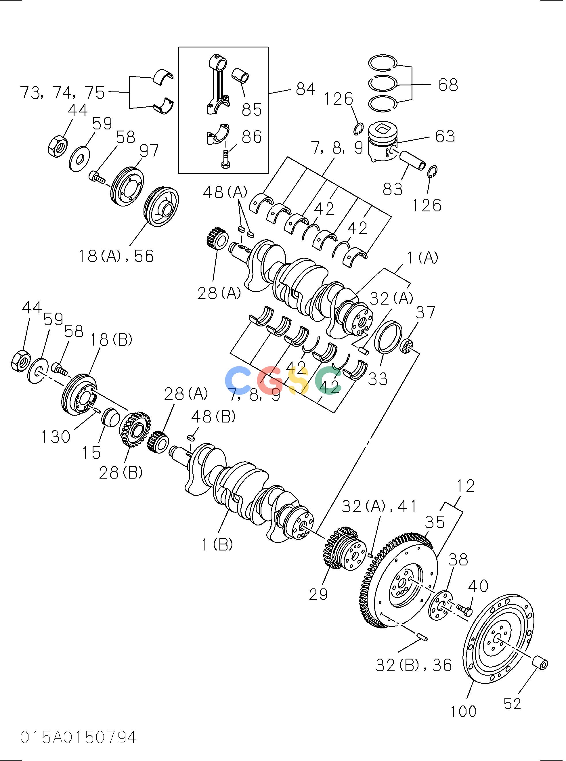 日立零件查询（BX70D）CRANKSHAFT,PISTON AND FLYWHEEL Hitachi HOP online