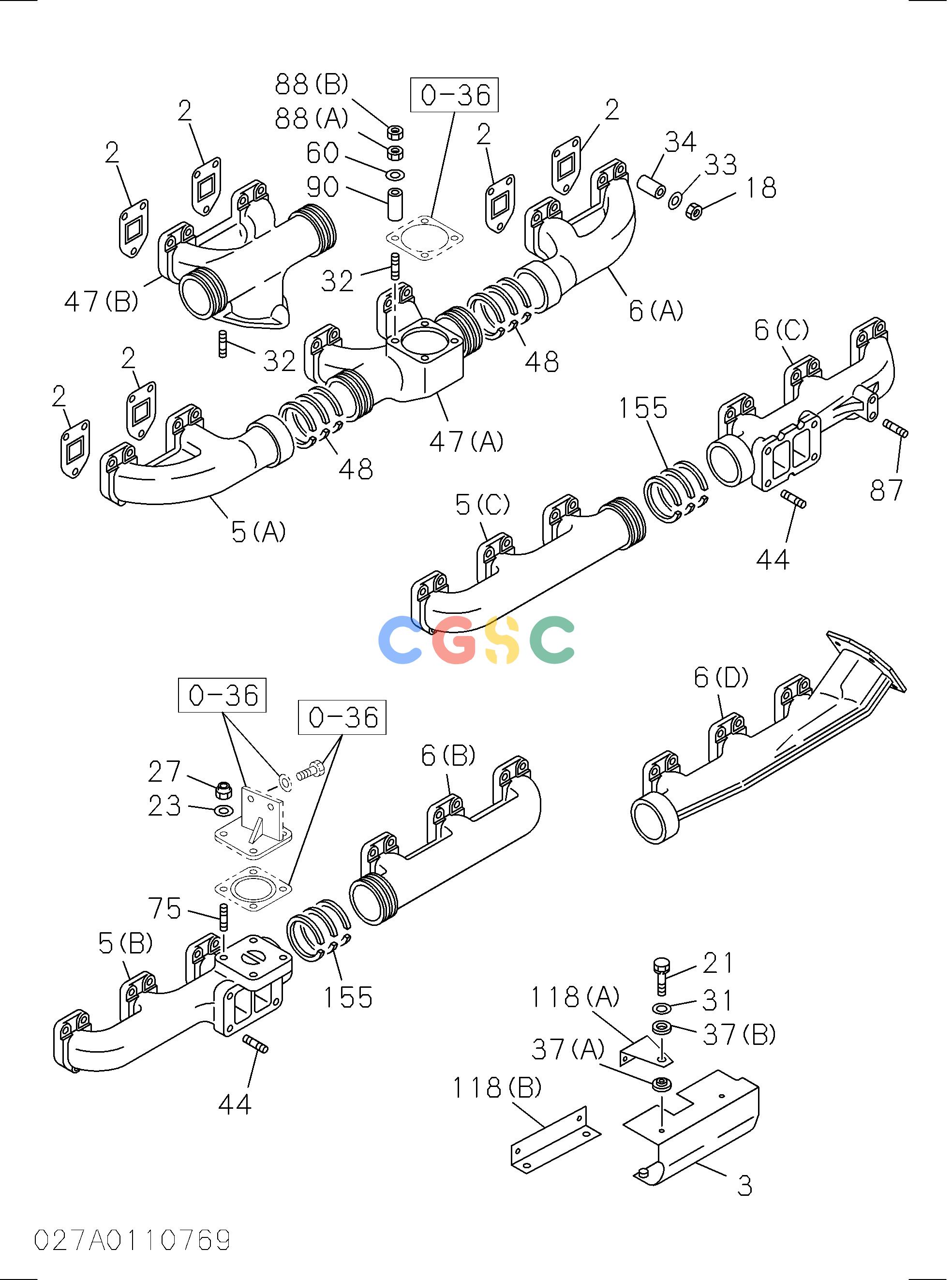 日立零件查询（CX1000-C）EXHAUST MANIFOLD Hitachi HOP online