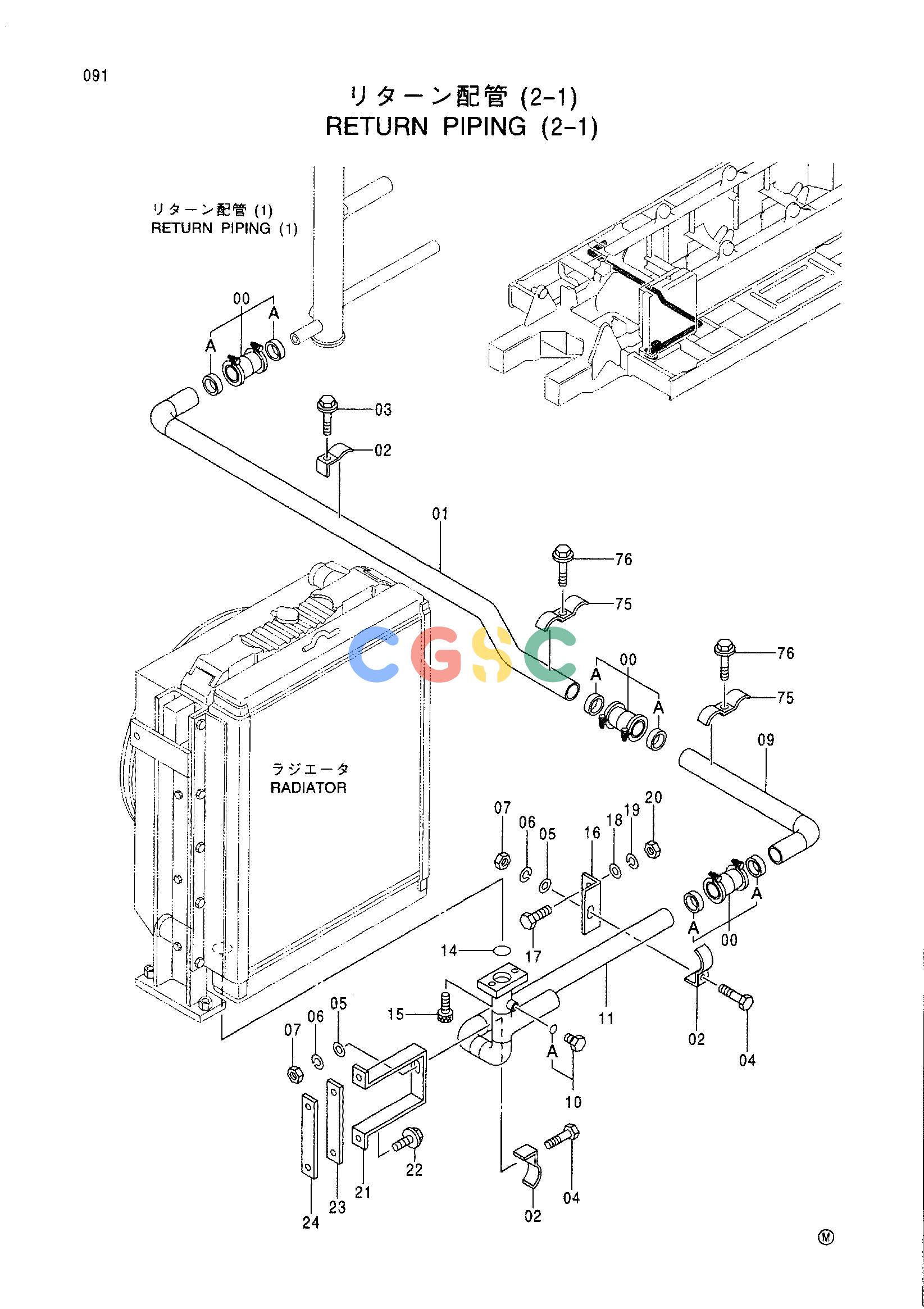 日立零件查询（CX1100）RETURN PIPING (2-1) Hitachi HOP online