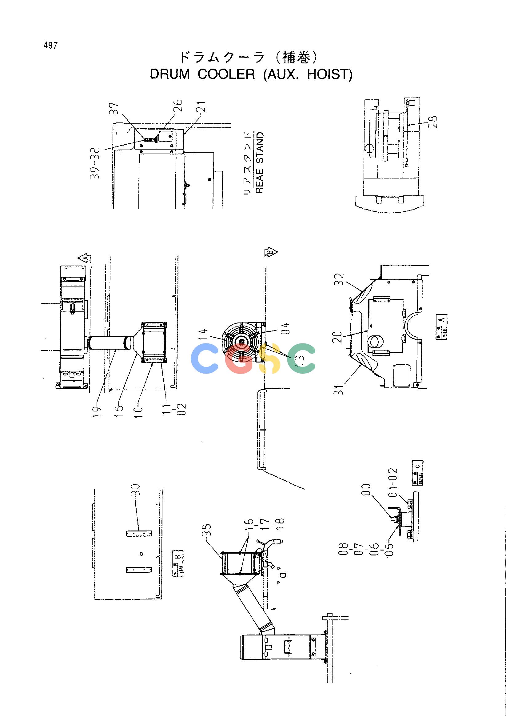 日立零件查询（CX1100）DRUM COOLER (AUX. HOIST) Hitachi HOP online