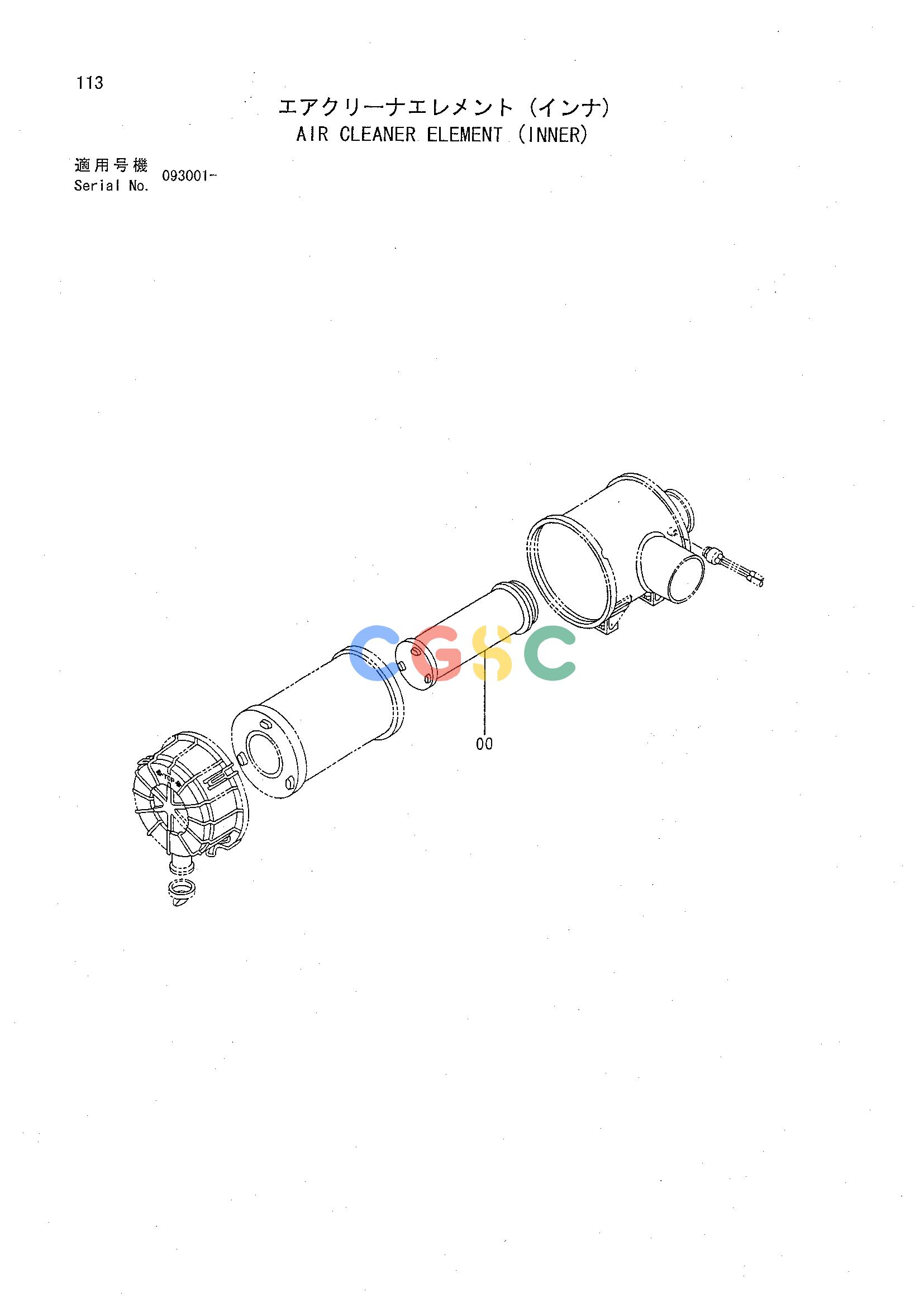 日立零件查询（CHR70）AIR CLEANER ELEMENT (INNER) Hitachi HOP online