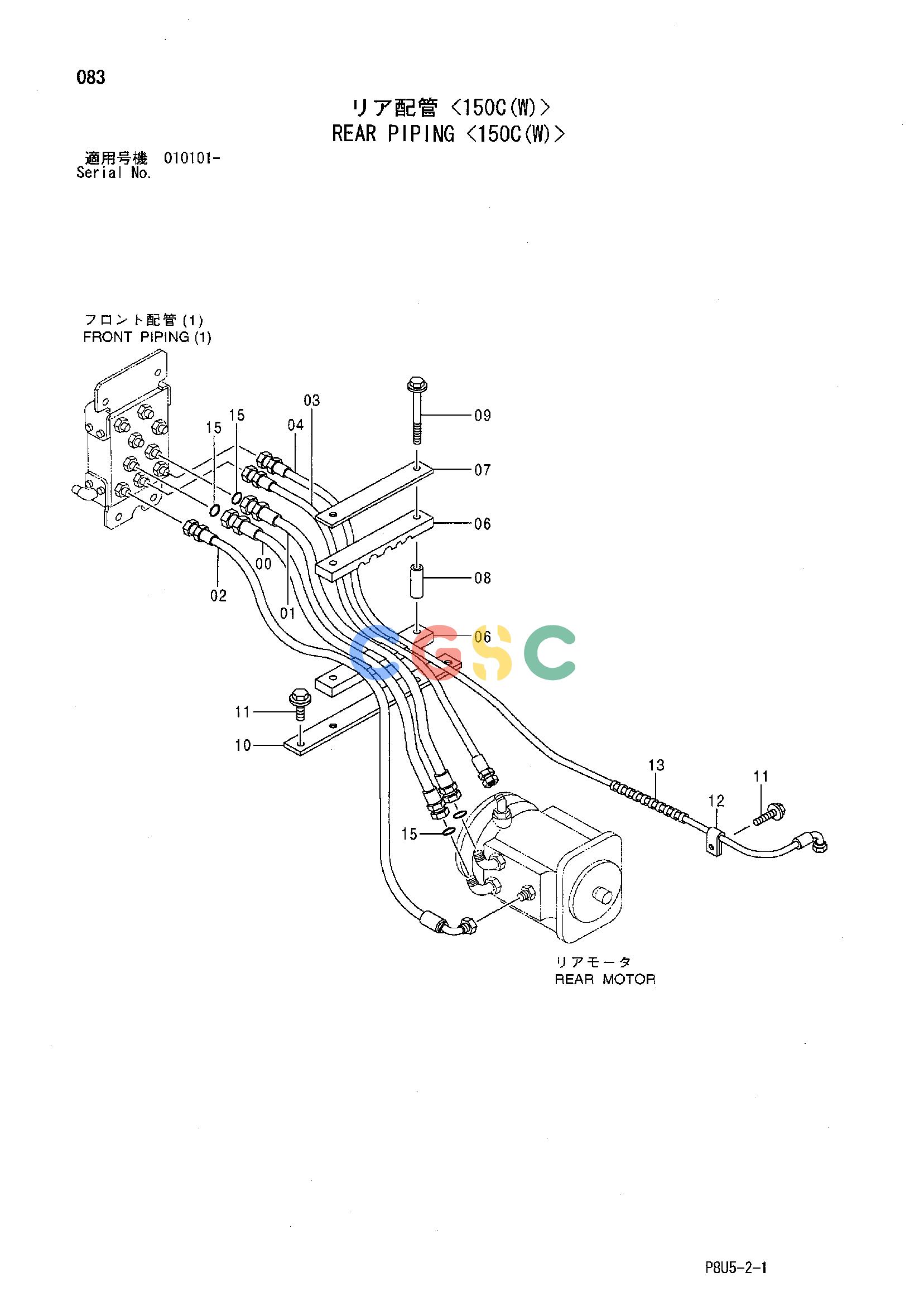 日立零件查询（CC150C-2）REAR PIPING <150C(W)> Hitachi HOP online