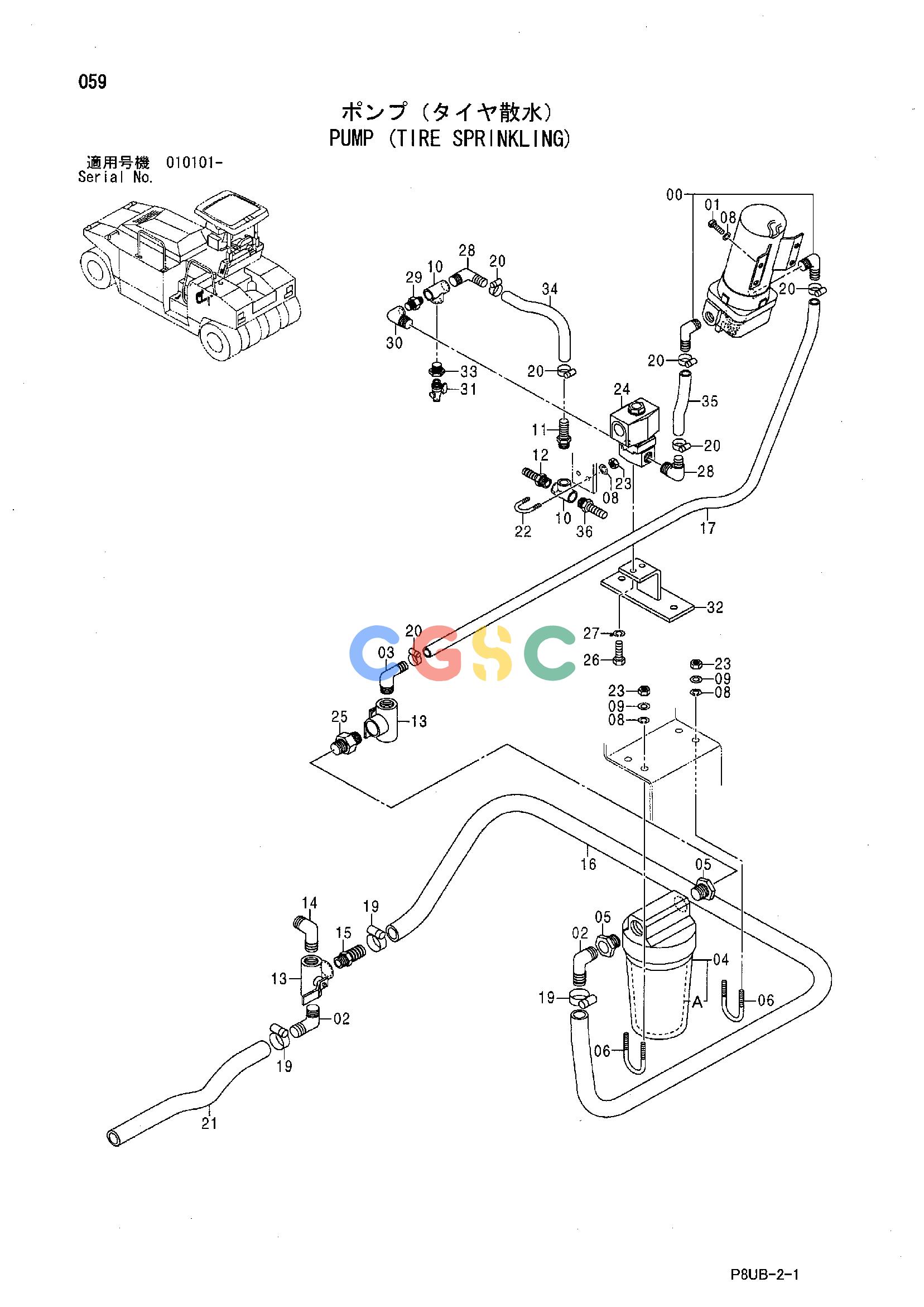日立零件查询（CP210）PUMP (TIRE SPRINKLING) Hitachi HOP online