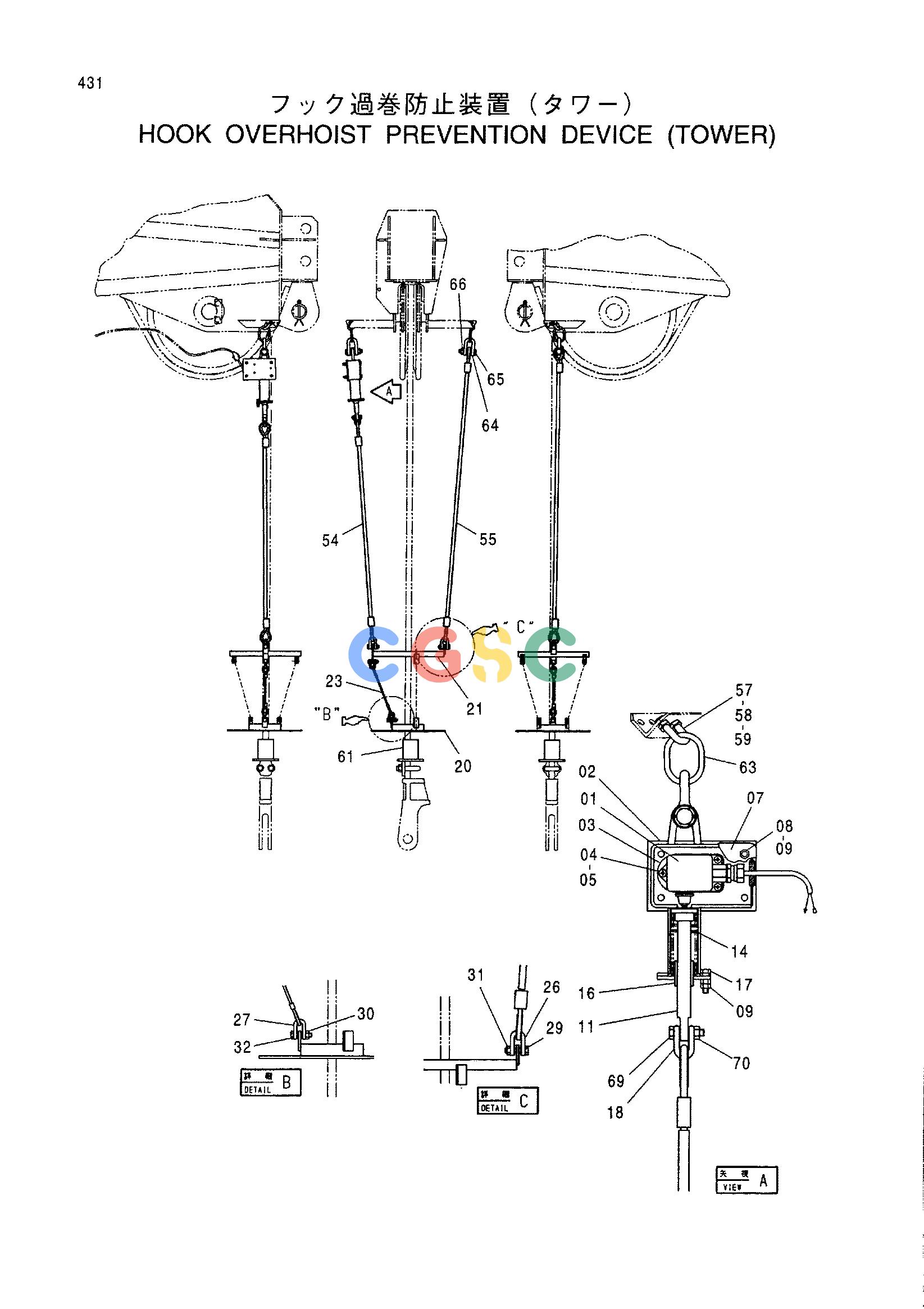 日立零件查询（CX1000）HOOK OVERHOIST PREVENTION DEVICE (TOWER) Hitachi HOP online