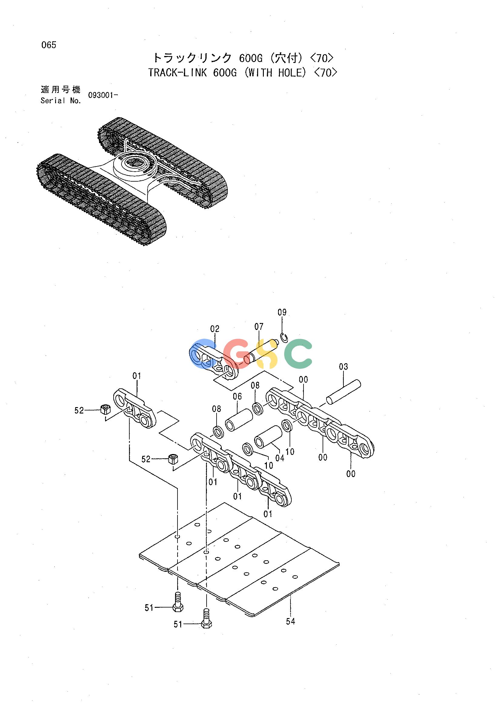 日立零件查询（CHR70）TRACK-LINK 600G (WITH HOLE) <70> Hitachi HOP online