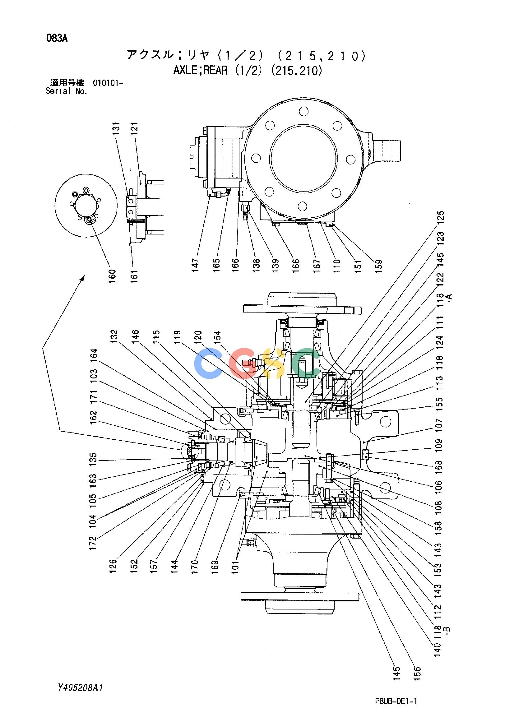 日立零件查询（CP210）AXLE;REAR (1/2) (215,210) Hitachi HOP online
