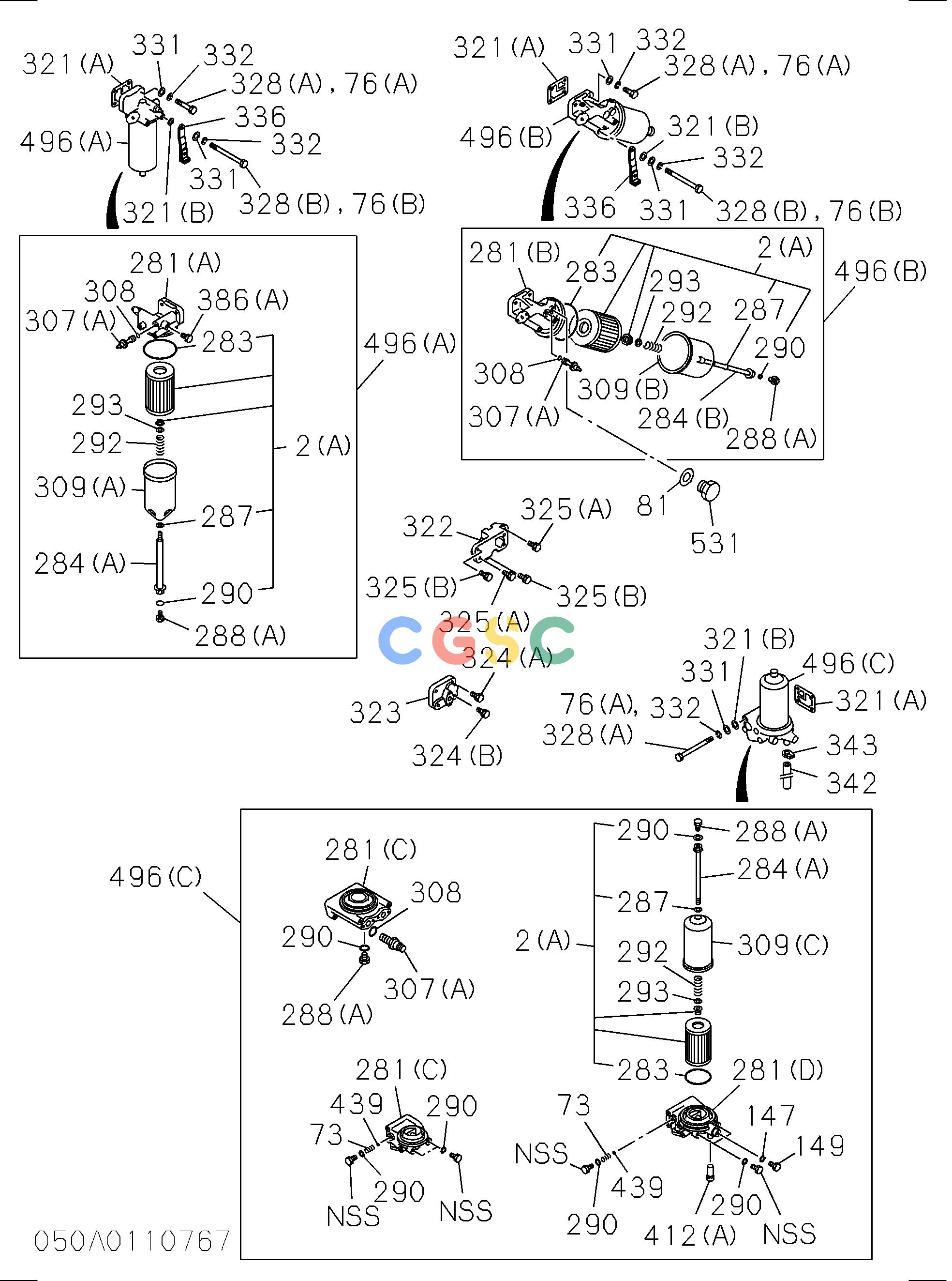 日立零件查询（CG45）OIL COOLER AND OIL FILTER Hitachi HOP online