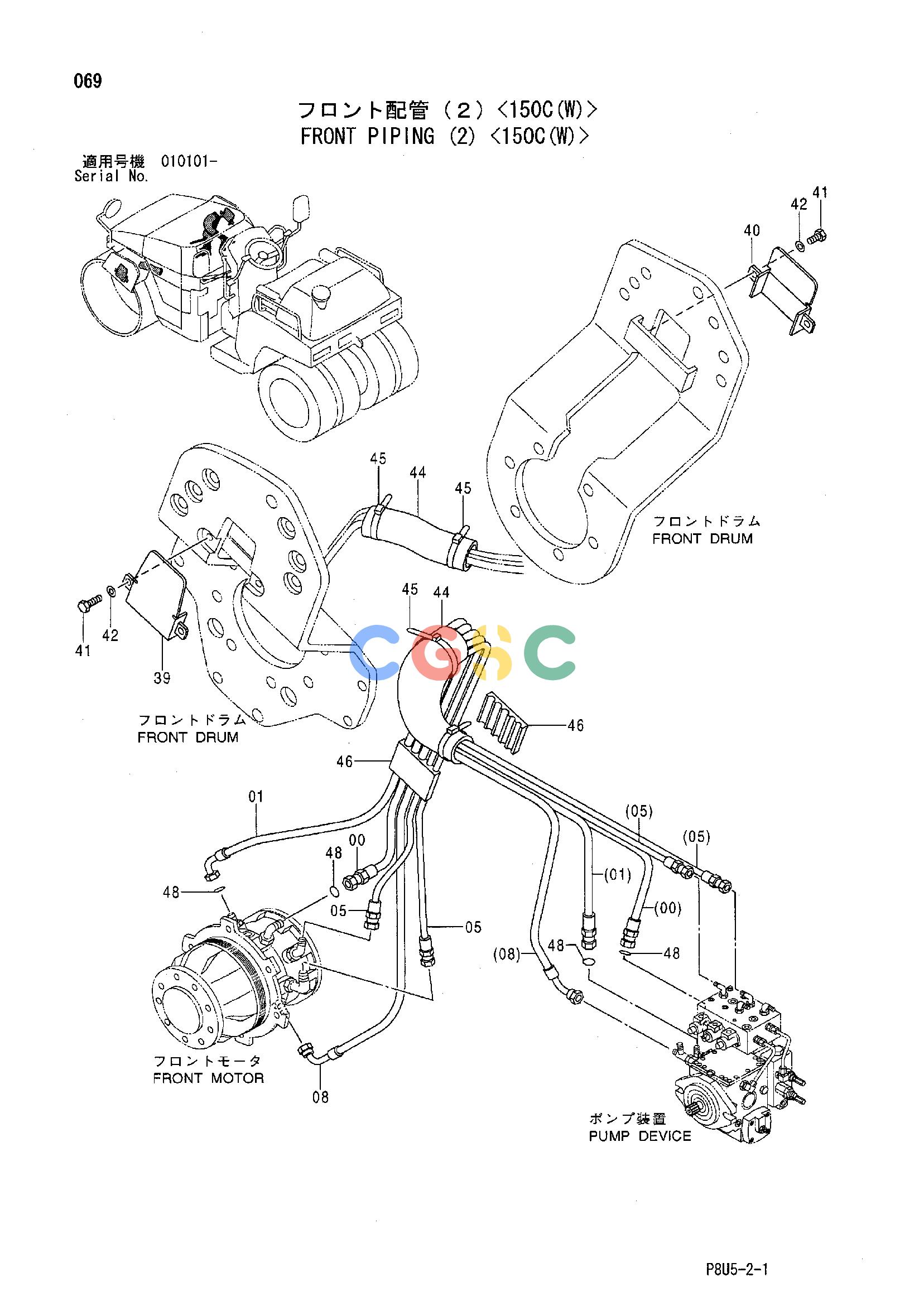 日立零件查询（CC150C-2）FRONT PIPING (2) <150C(W)> Hitachi HOP online