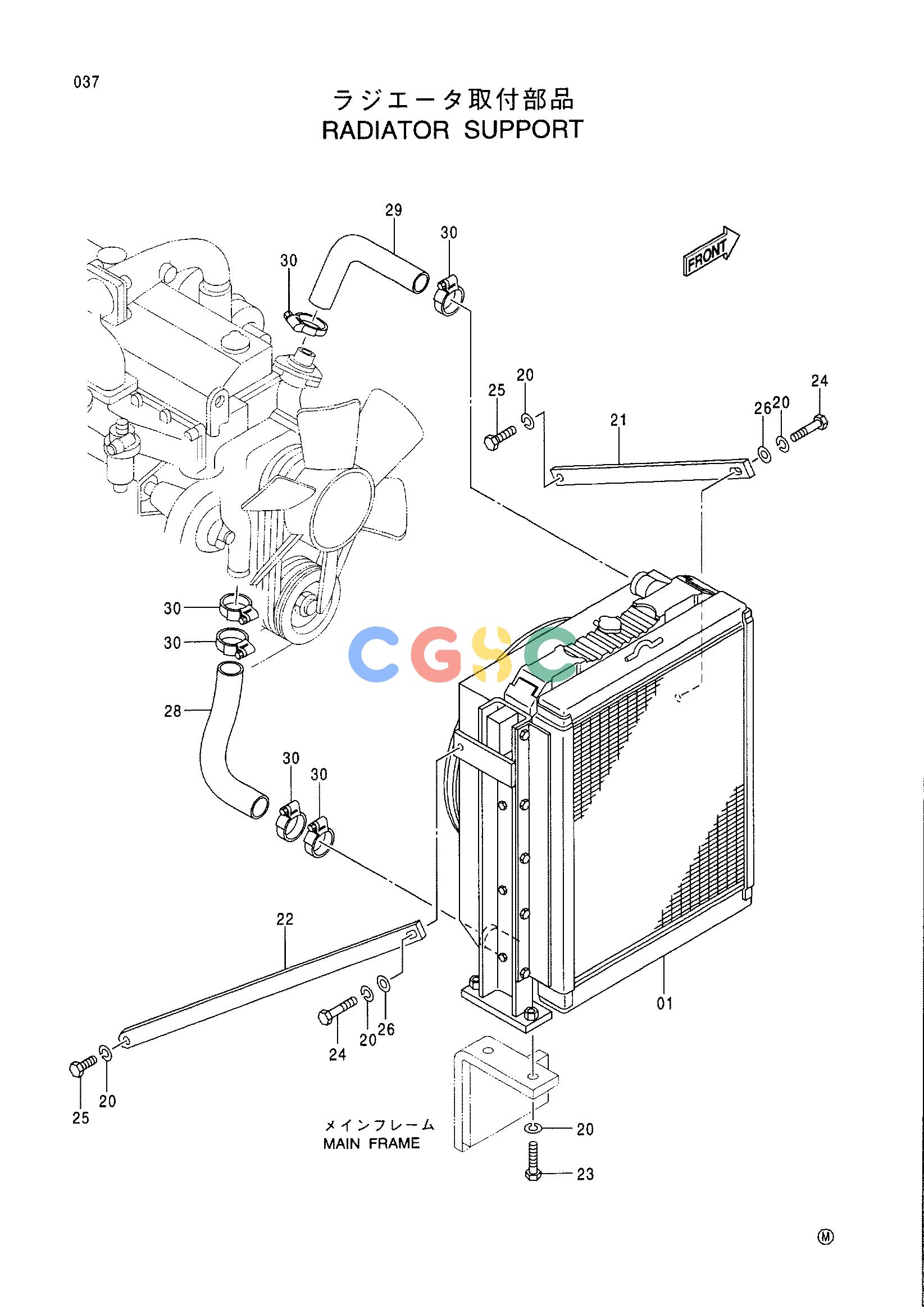 日立零件查询（CX1100）RADIATOR SUPPORT Hitachi HOP online