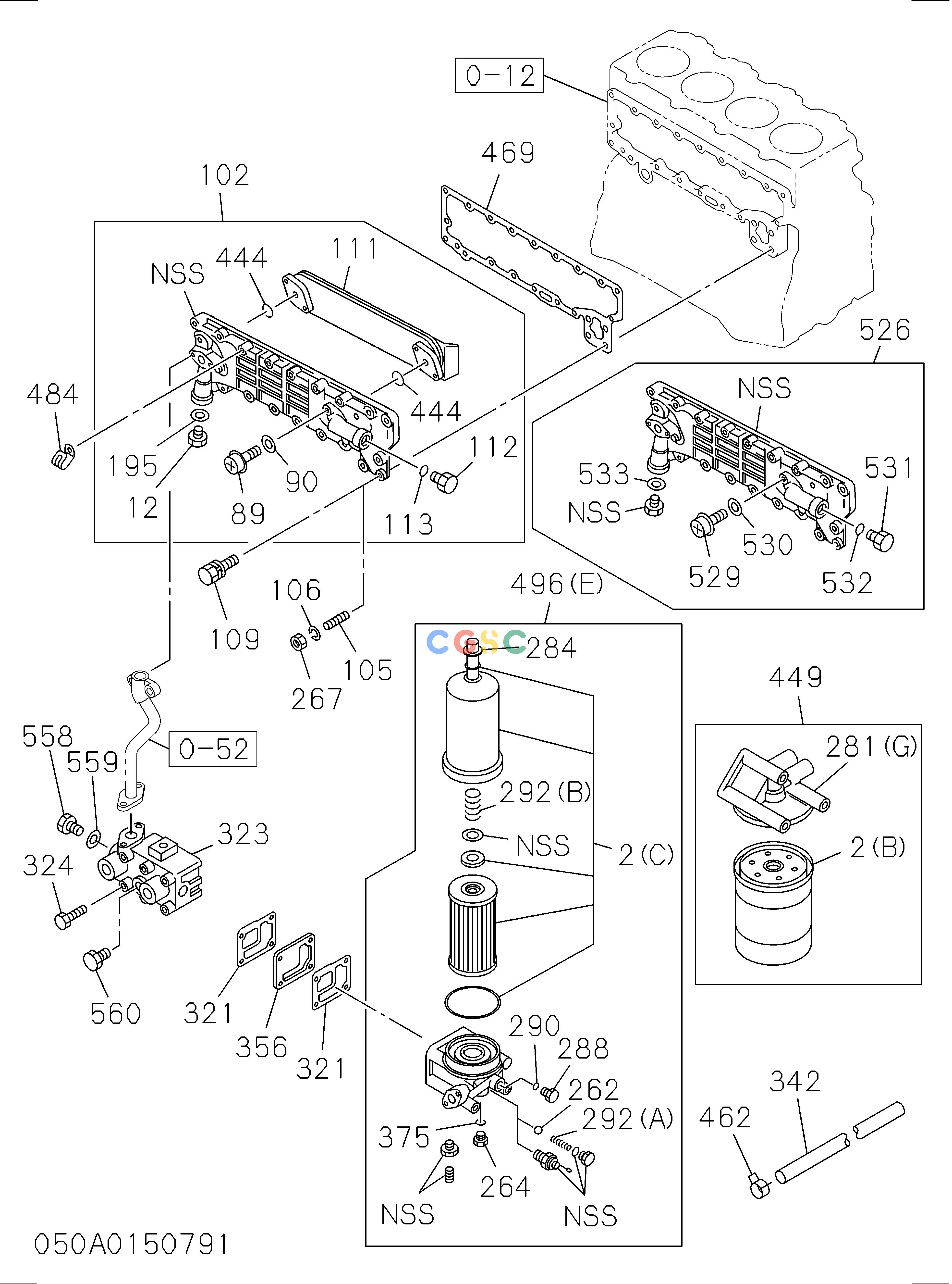 日立零件查询（EX135USR）050: OIL COOLER AND OIL FILTER Hitachi HOP online