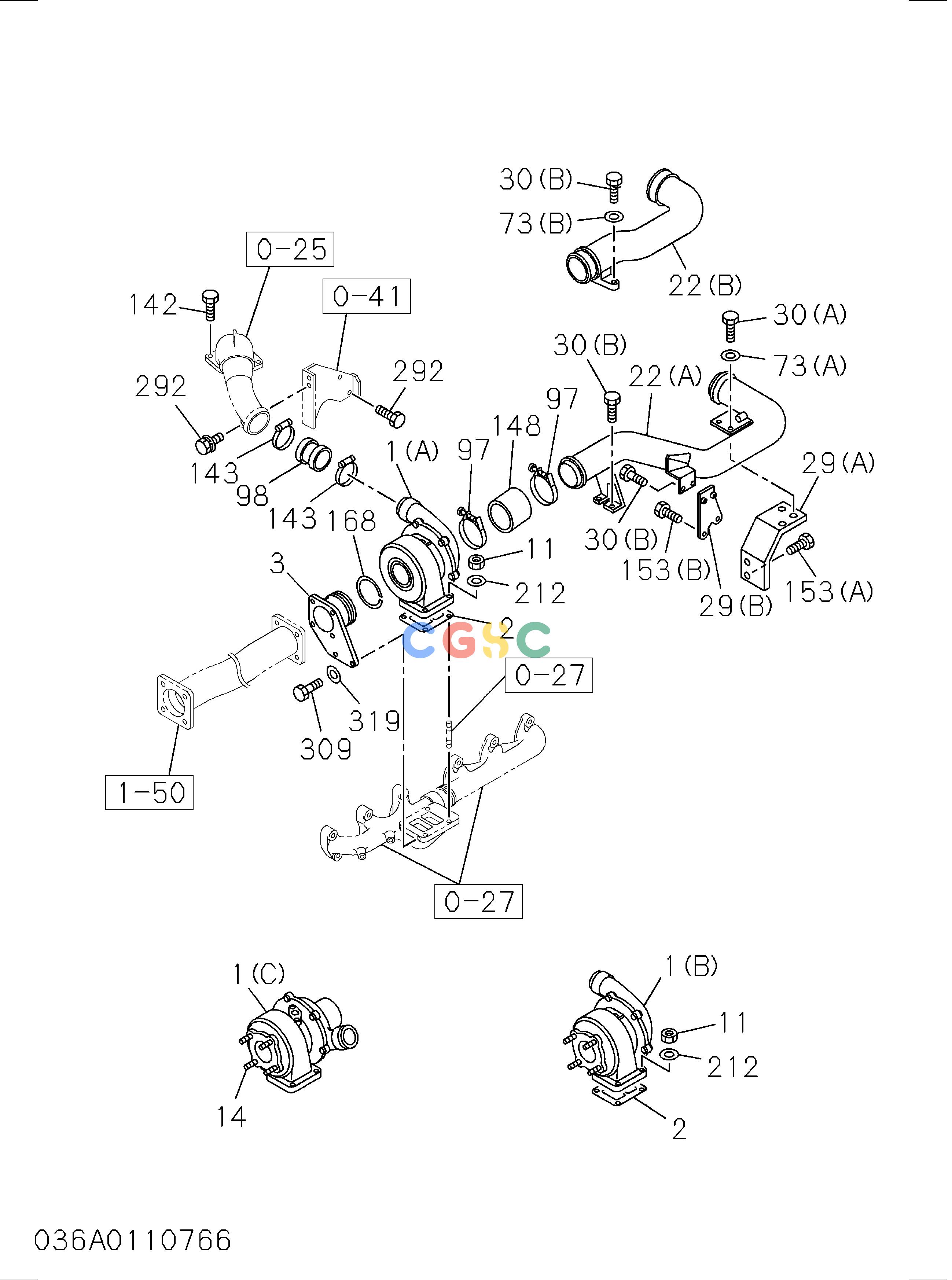 日立零件查询（CD2000）036: TURBOCHARGER SYSTEM Hitachi HOP online