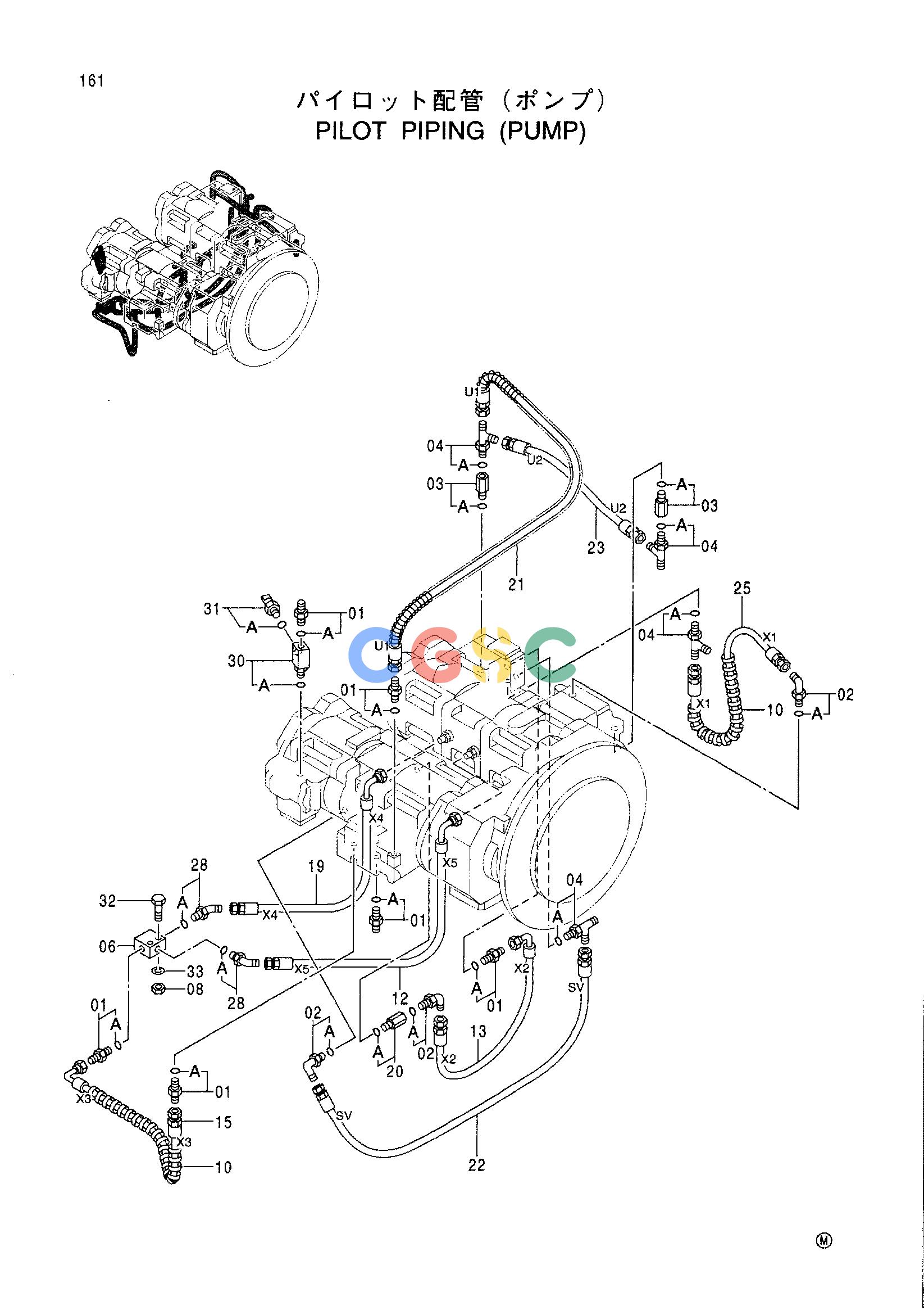 日立零件查询（CX1100）PILOT PIPING (PUMP) Hitachi HOP online